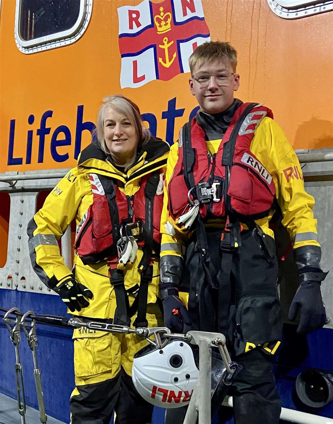 Lifeboat crewmember Elaine Mair with her nephew Aidan. Picture: RNLI/Lorna Cameron