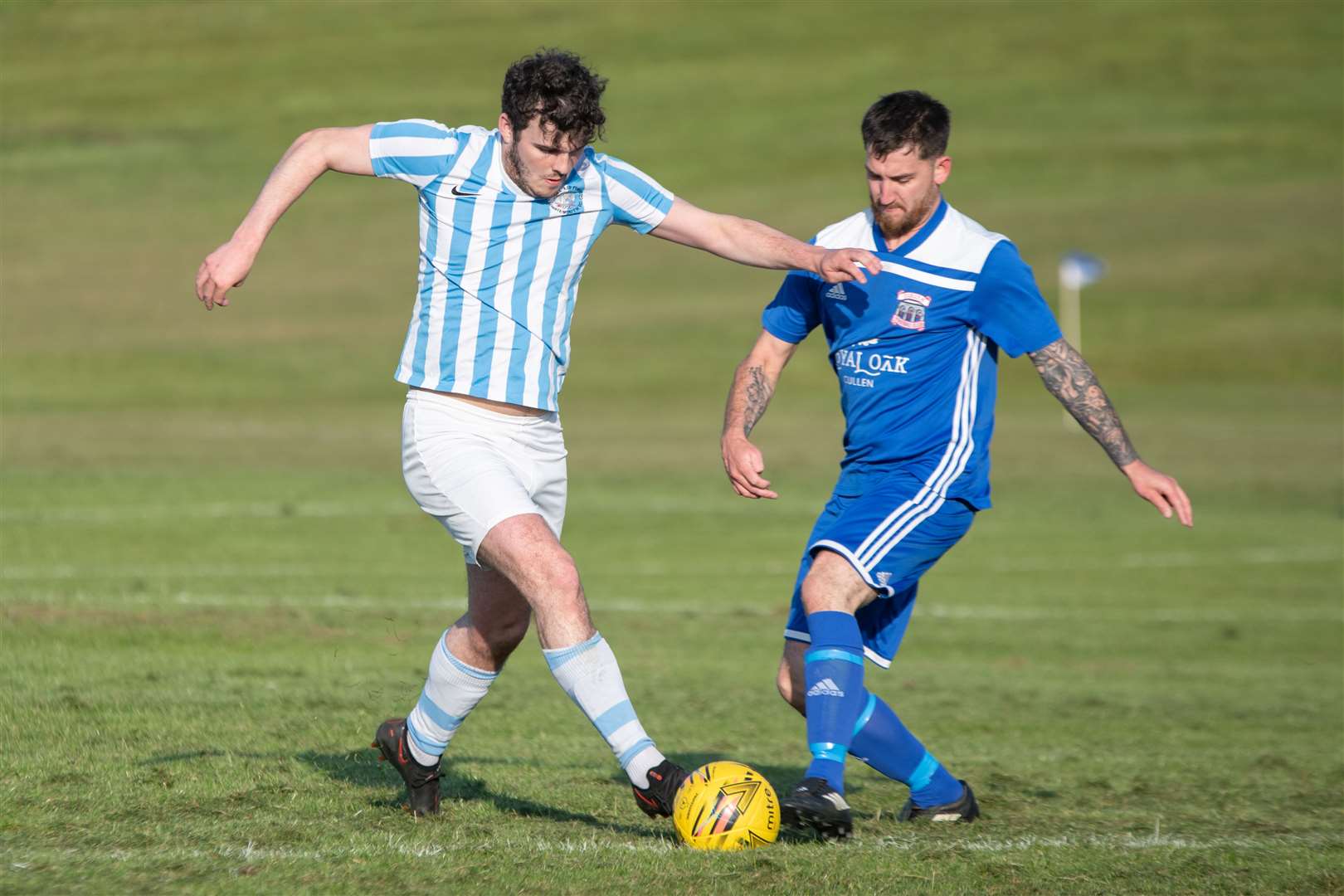 Callum Devine (left) was RAF Lossiemouth's match winner at Rothes A. Picture: Daniel Forsyth