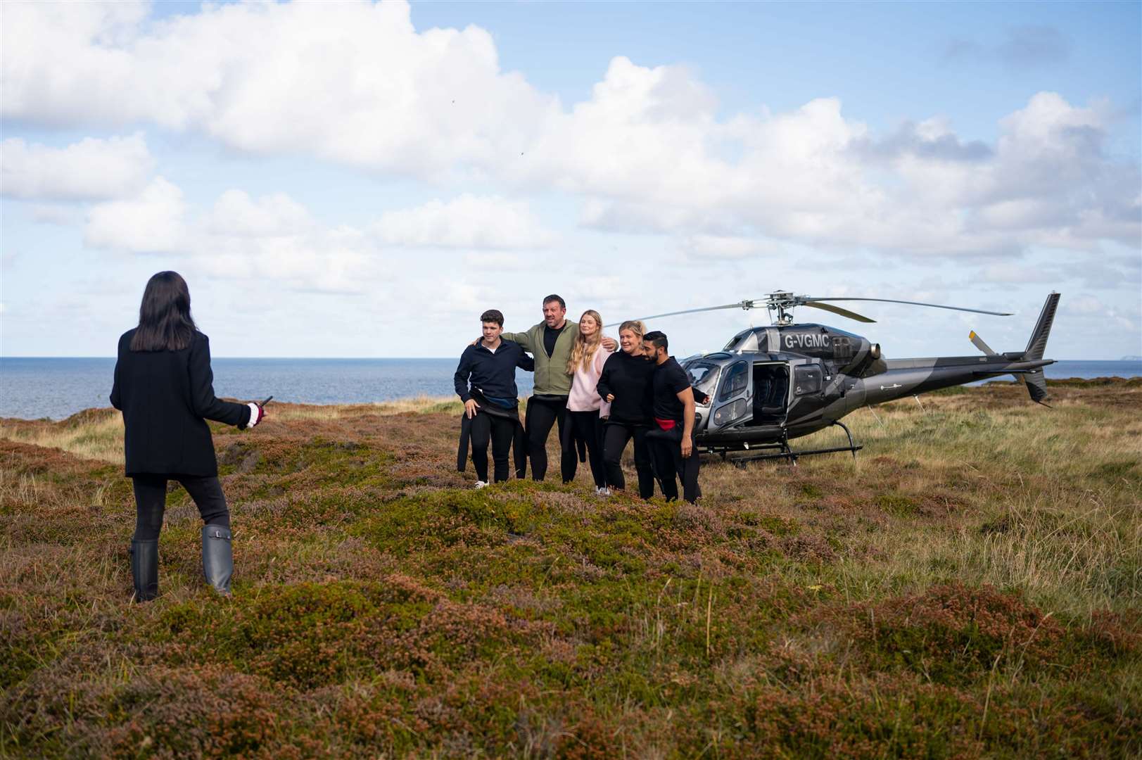 The contestants were flown in a helicopter from the traitor's castle in Easter Ross. Pictures: BBC/Studio Lambert/Llara Plaza