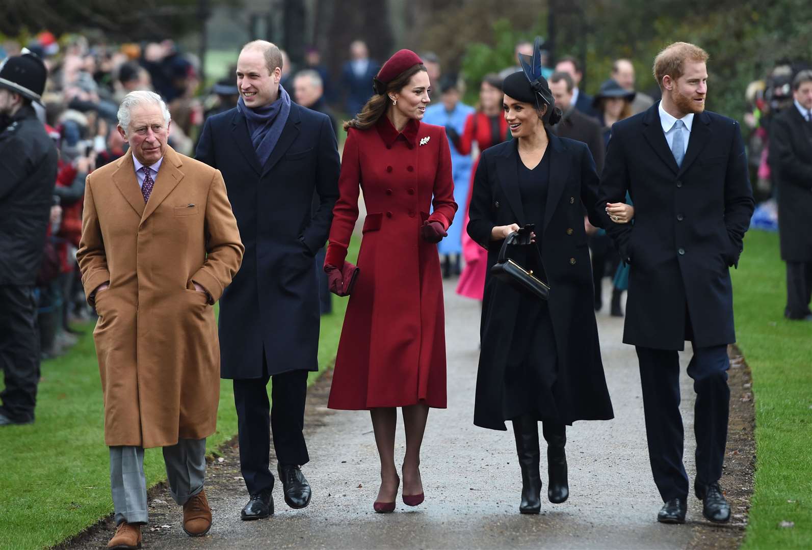 Members of the royal family attend a Christmas Day church service at St Mary Magdalene Church in Sandringham, Norfolk (Joe Giddens/PA)