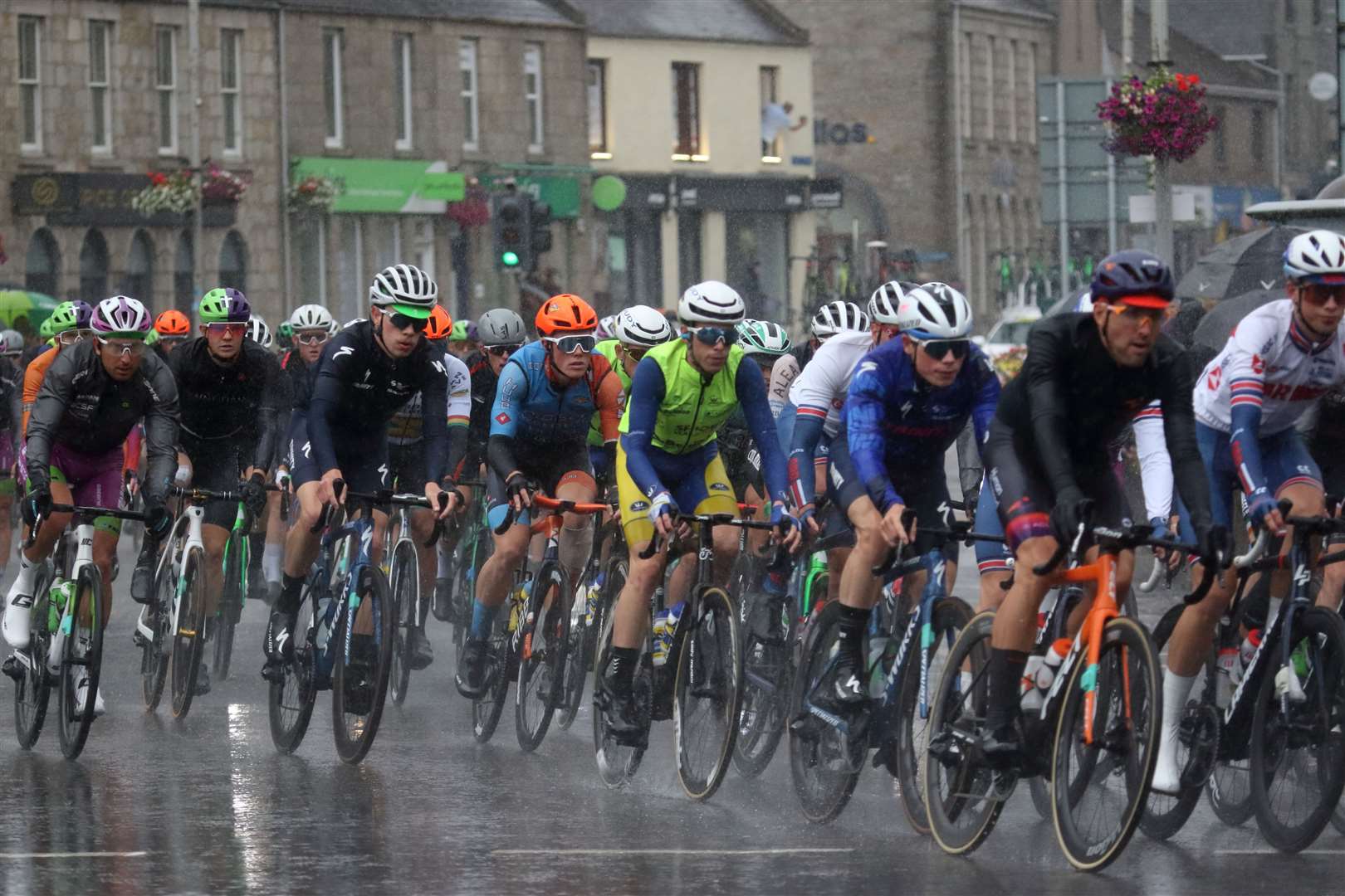 The AJ Bell Tour of Britain passes through Inverurie on the first day. Picture: David Porter