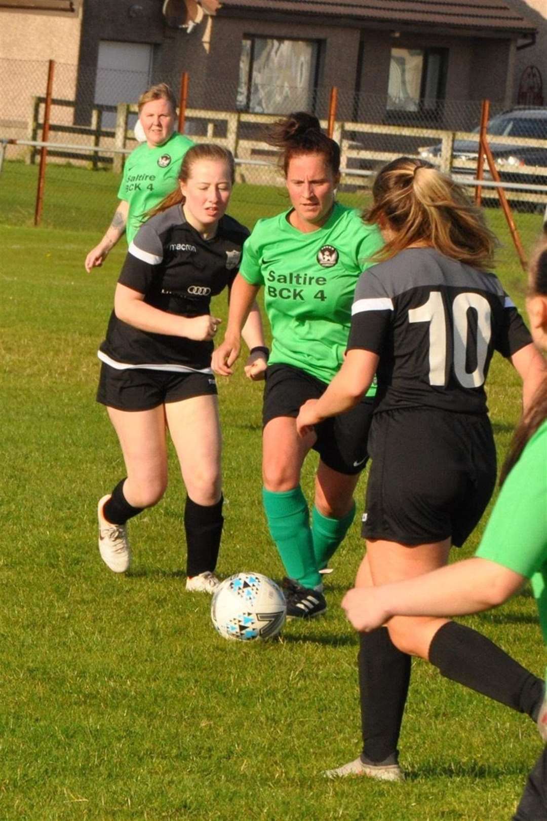 Laura Duncan, pictured here on the ball during her playing days, is in contention for the Volunteer of the Year award. Picture: Buckie Ladies.
