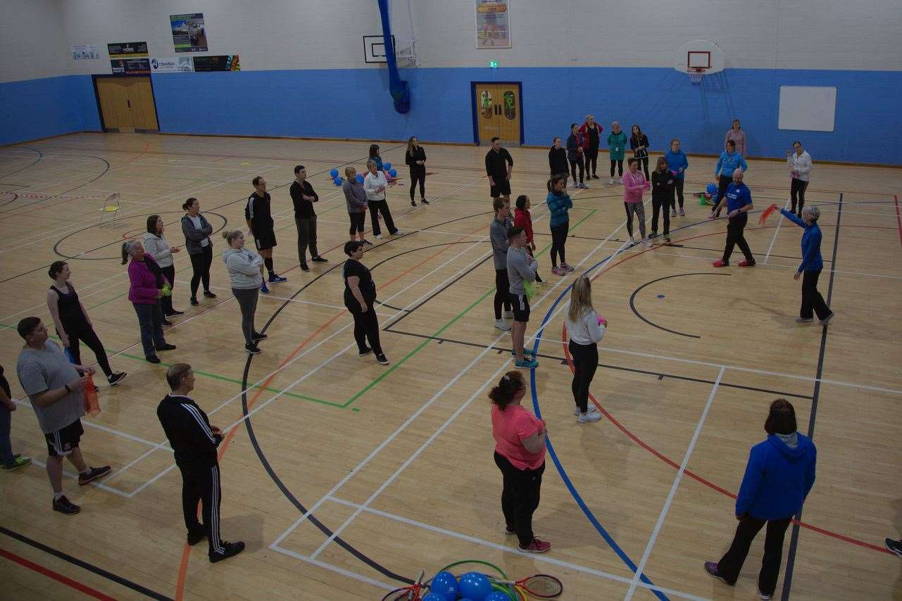 Judy leads primary school teachers through a routine. Picture: Paul Douglas