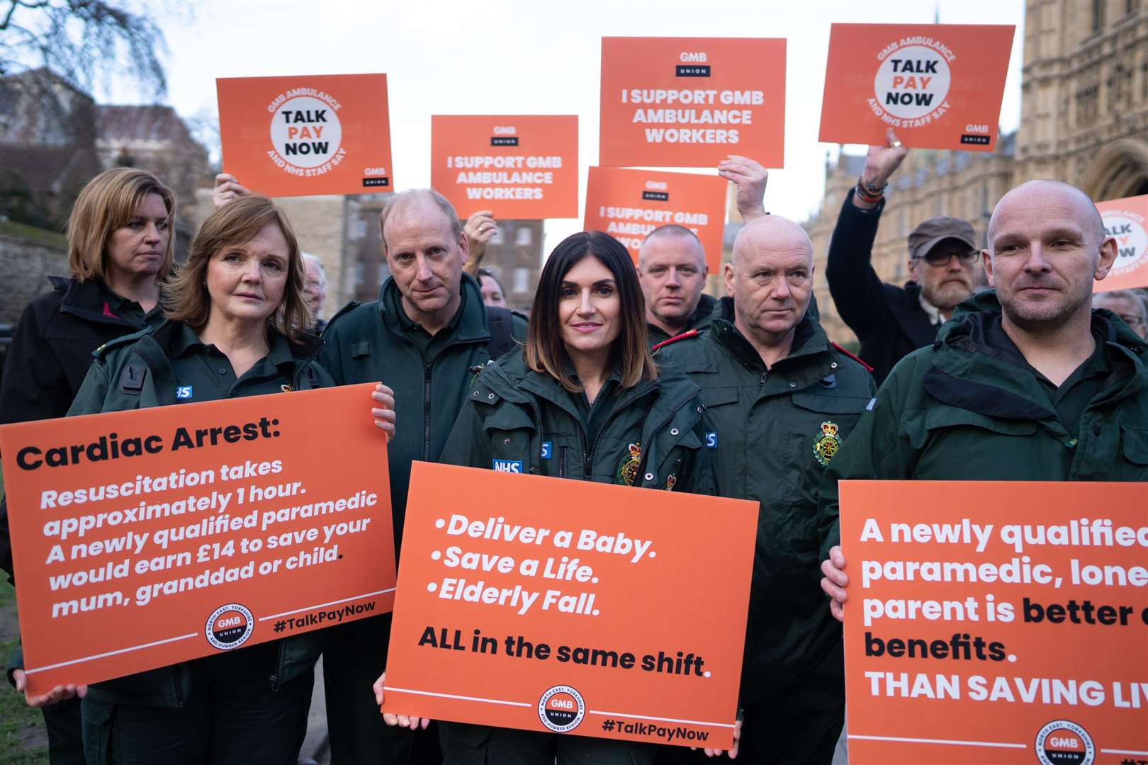 Ambulance workers from the GMB union (Stefan Rousseau/PA)