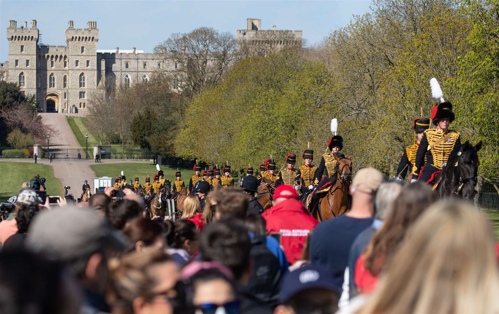The King’s Troop Royal Horse Artillery make their way down the Long Walk (Andrew Matthews/PA)