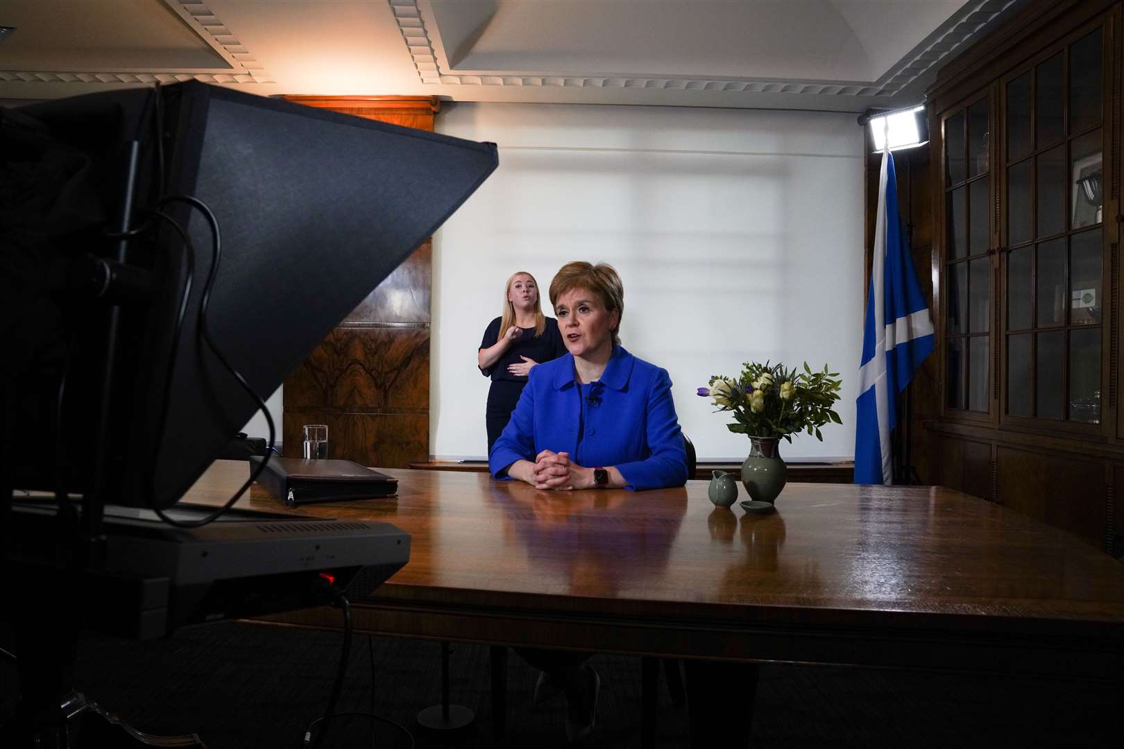 First Minister Nicola Sturgeon address the nation in a televised broadcast