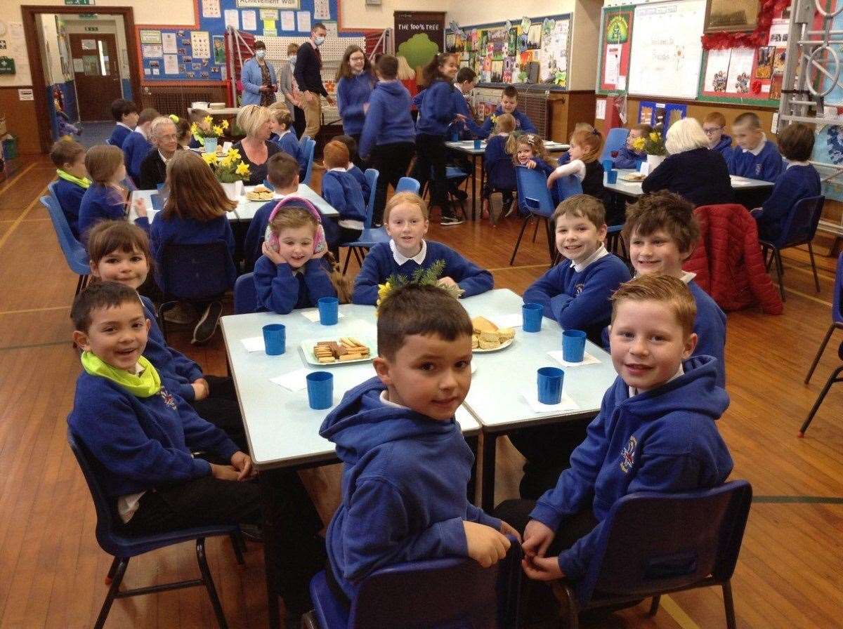 Bracoden Primary School pupils at a coffee morning.