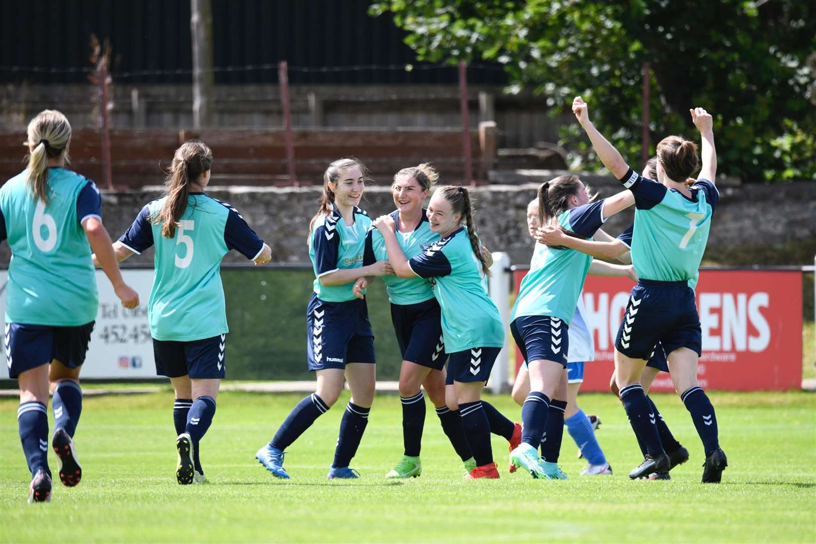 Buckie celebrate taking the lead. Picture: Daniel Forsyth
