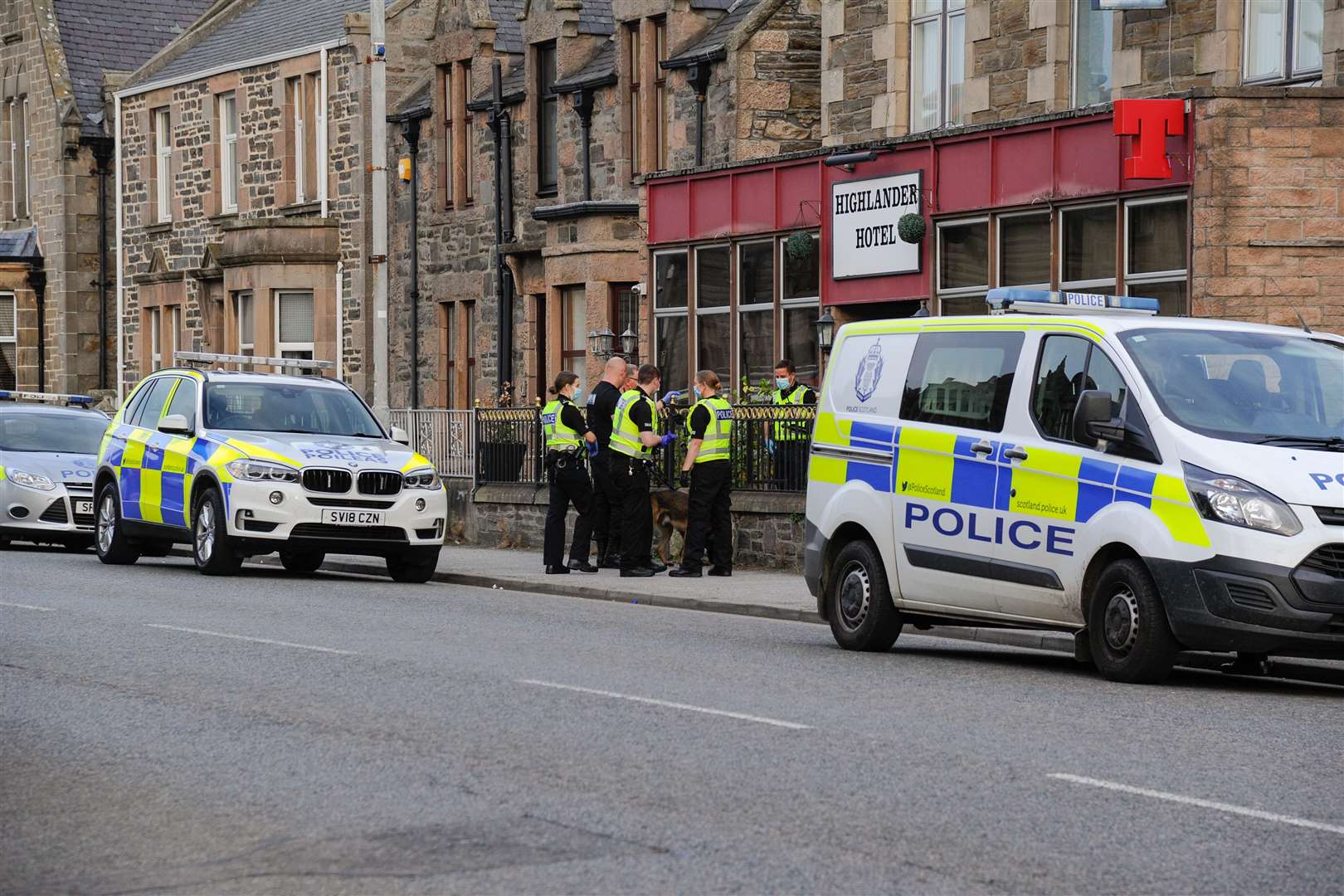 Police swoop on the Highlander Hotel in September 2020. Picture: Eric Cormack