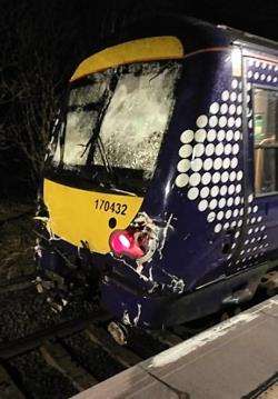 The damaged train. (Photo by Angus Lawson, Moray News community Facebook page).