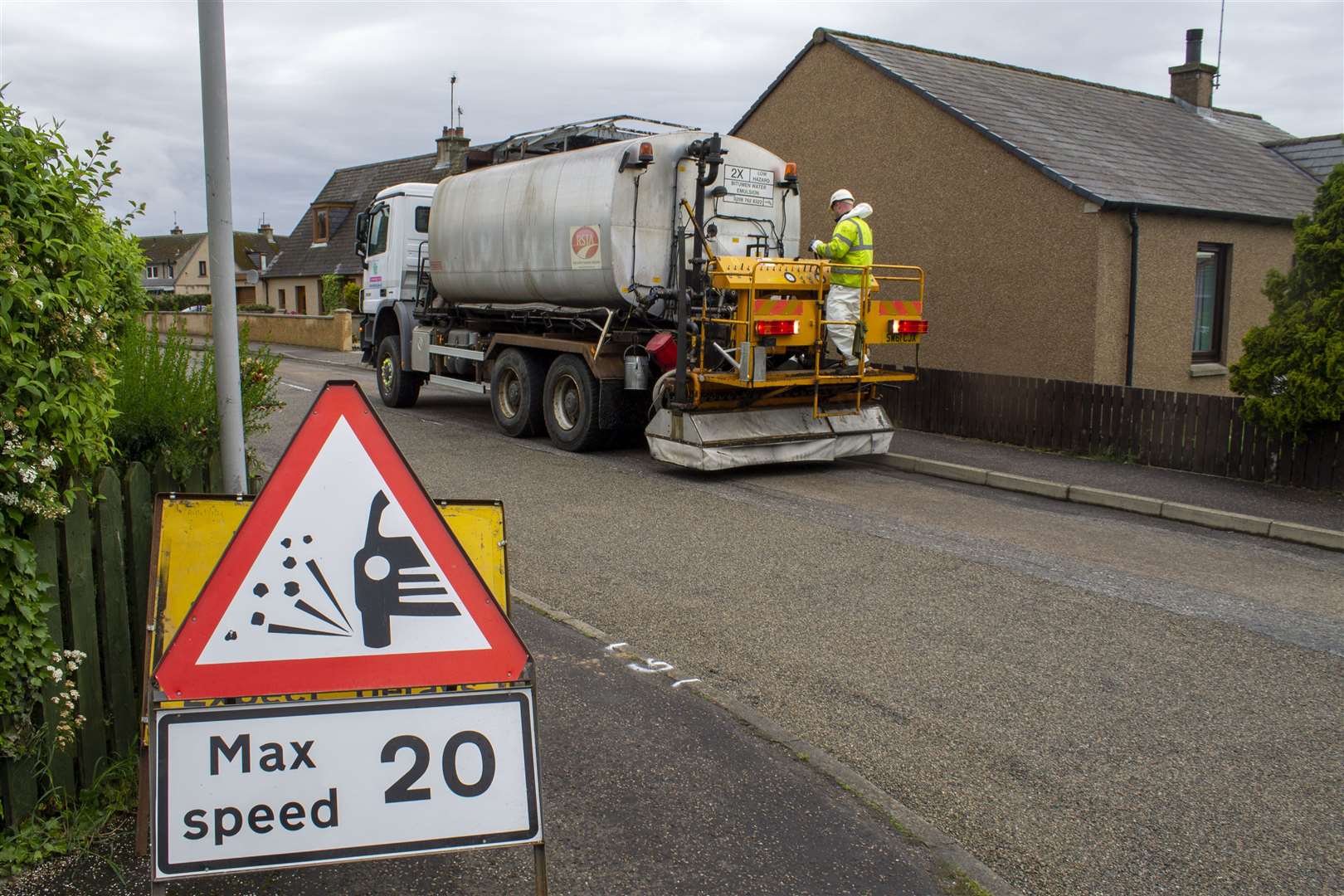 Drivers are being asked to watch their speed while surface dressing works are taking place.