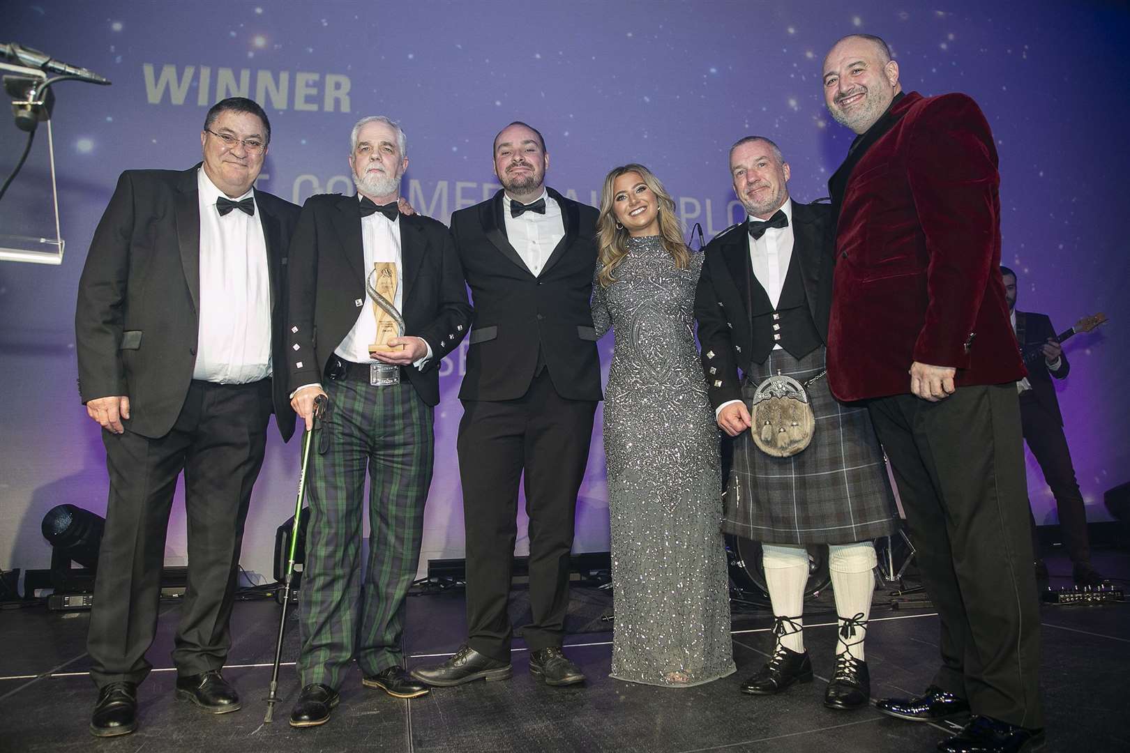 Sentinel Subsea's Neil Gordon,Andrew Jaffrey, Jim Gordon, Amy Connell, Robert Thomson and Wynne Evans were presented with Post-Commercial Deployment Award