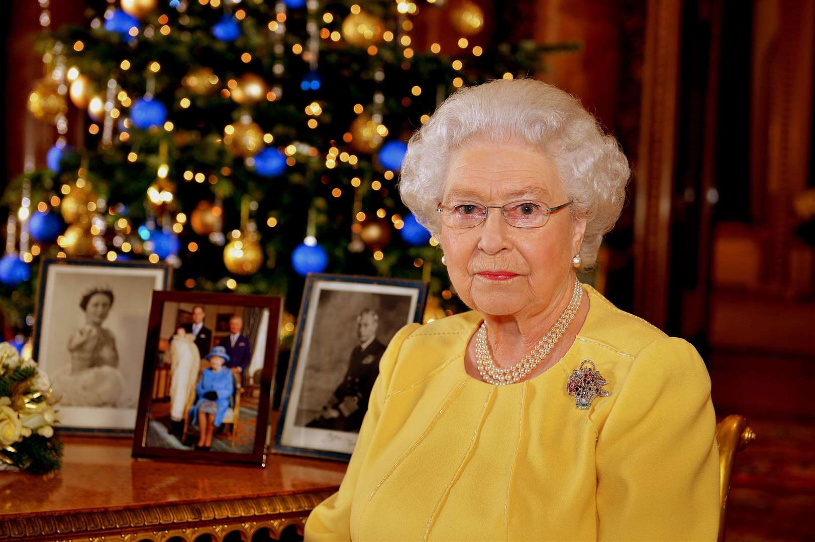 The Queen after recording her Christmas Day broadcast in the Blue Drawing Room at Buckingham Palace in 2013 (John Stillwell/PA)