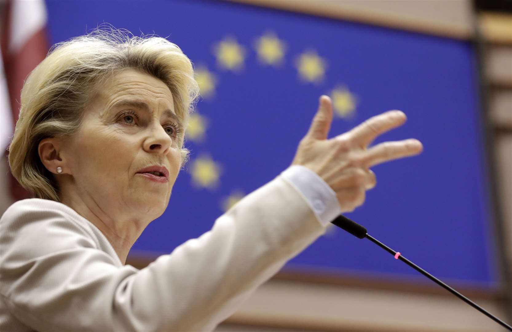 European Commission president Ursula von der Leyen gave an update on Brexit to MEPs (Olivier Hoslet, Pool via AP)