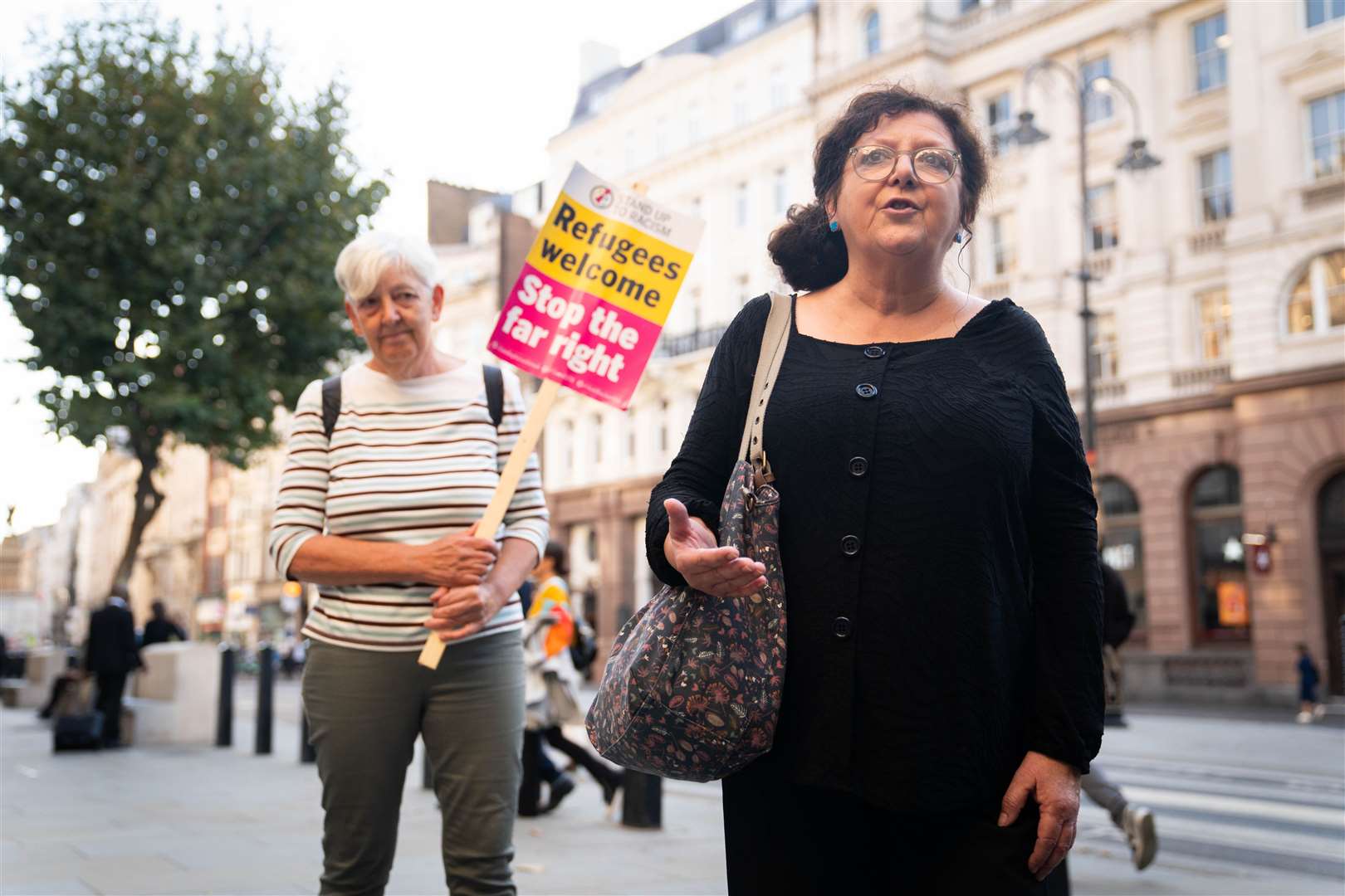 Local councillor Carralyn Parkes, who recently lost a High Court fight against Home Secretary Suella Braverman over the barge, also attended the protest (James Manning/PA)
