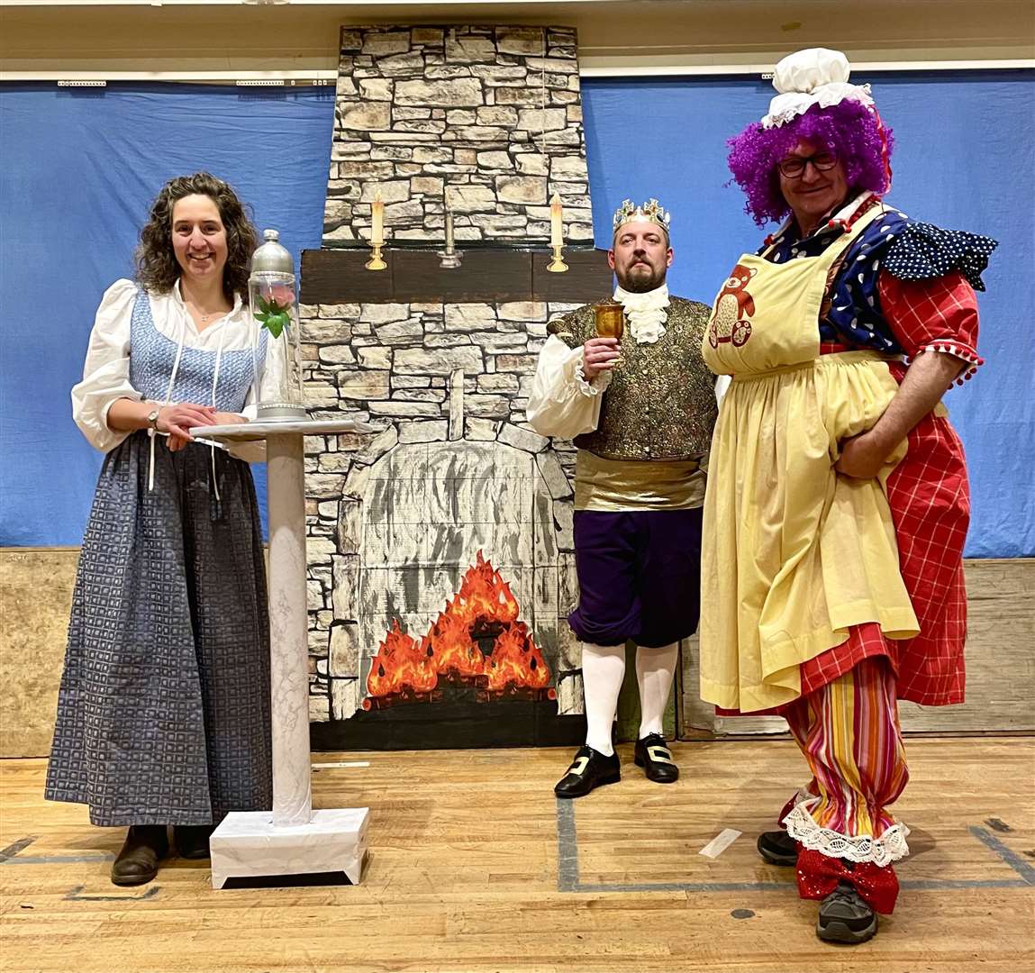 Jenny Craig as Belle, Marc Wiggin as Prince Claude/the Beast and Derrick Thomson as Nanny Nightnurse.Picture: Phul Harman
