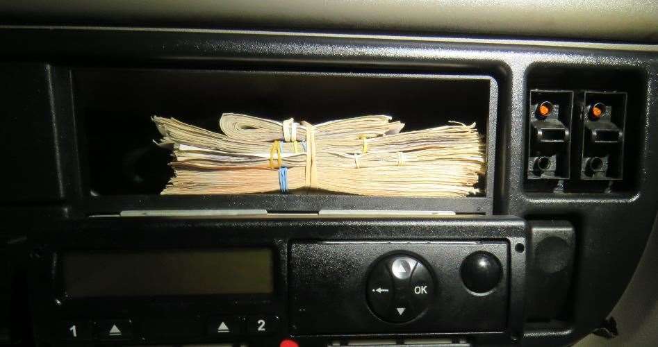 Cash was hidden behind a panel in the lorry (NCA/PA)