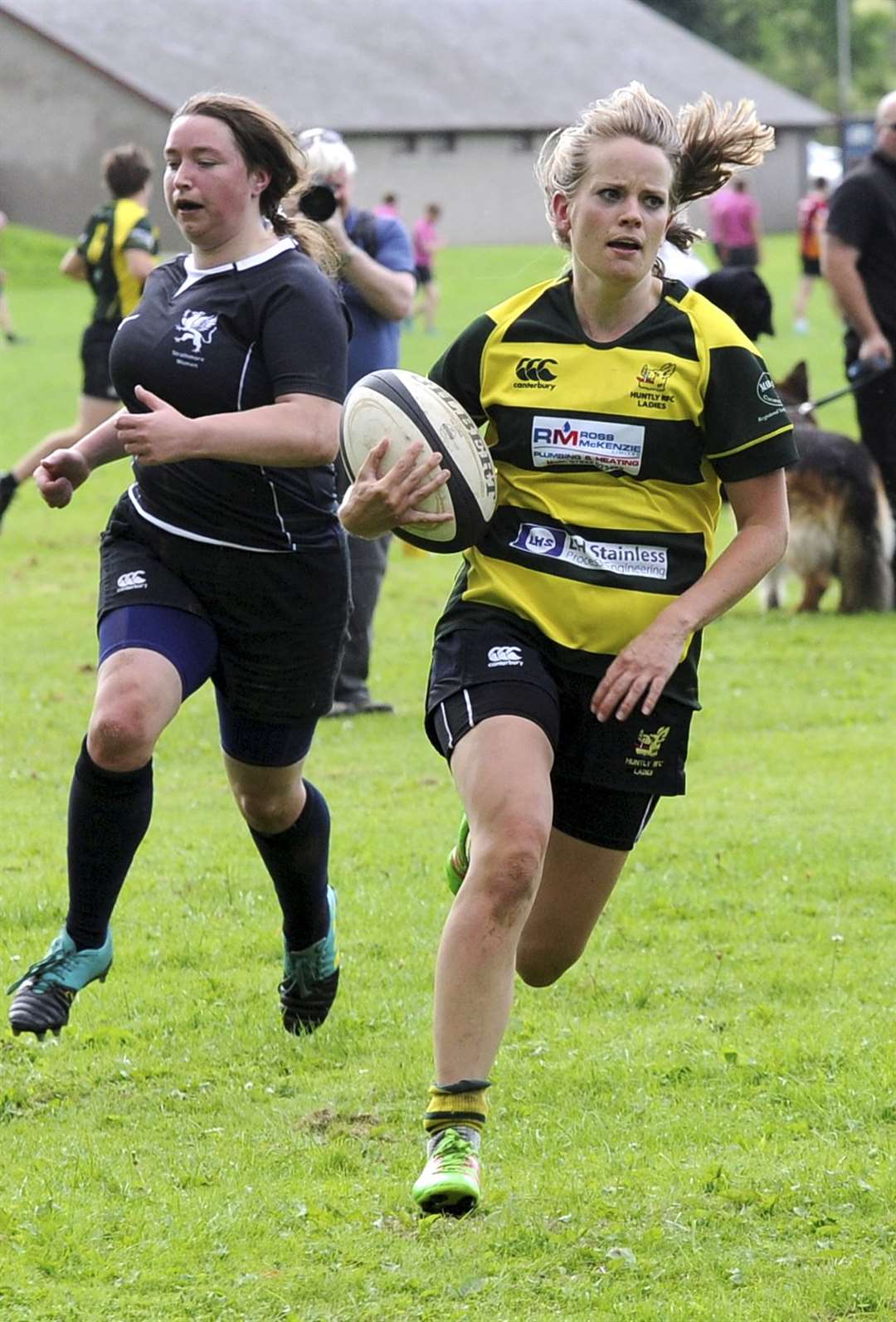 Picture: Eric Cormack. Image No. 044629.Huntly Rugby Event . Georgina Beeson Heads For A Try.