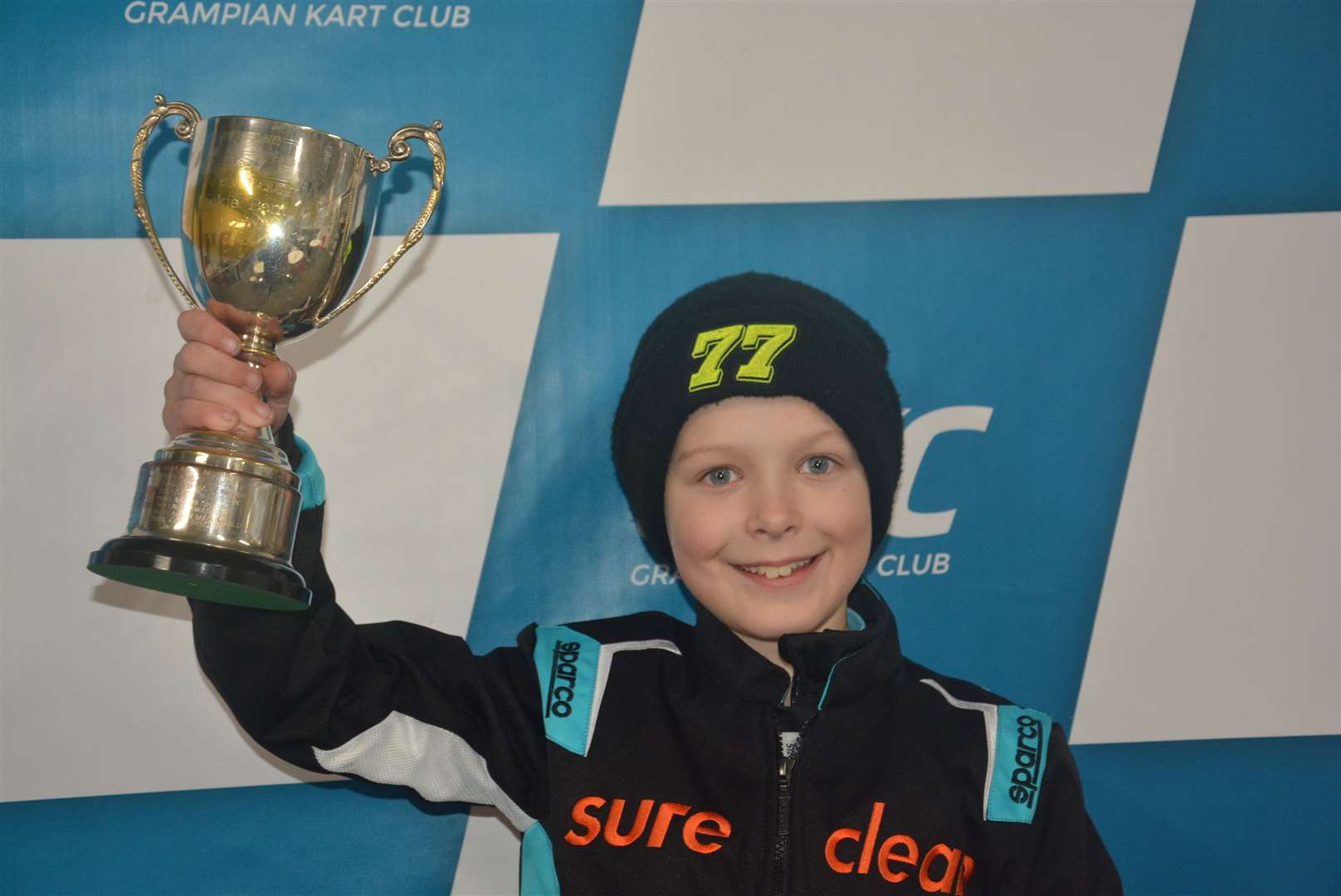 Luca Bicocchi won the first show trophy of the kart club season at Boyndie.