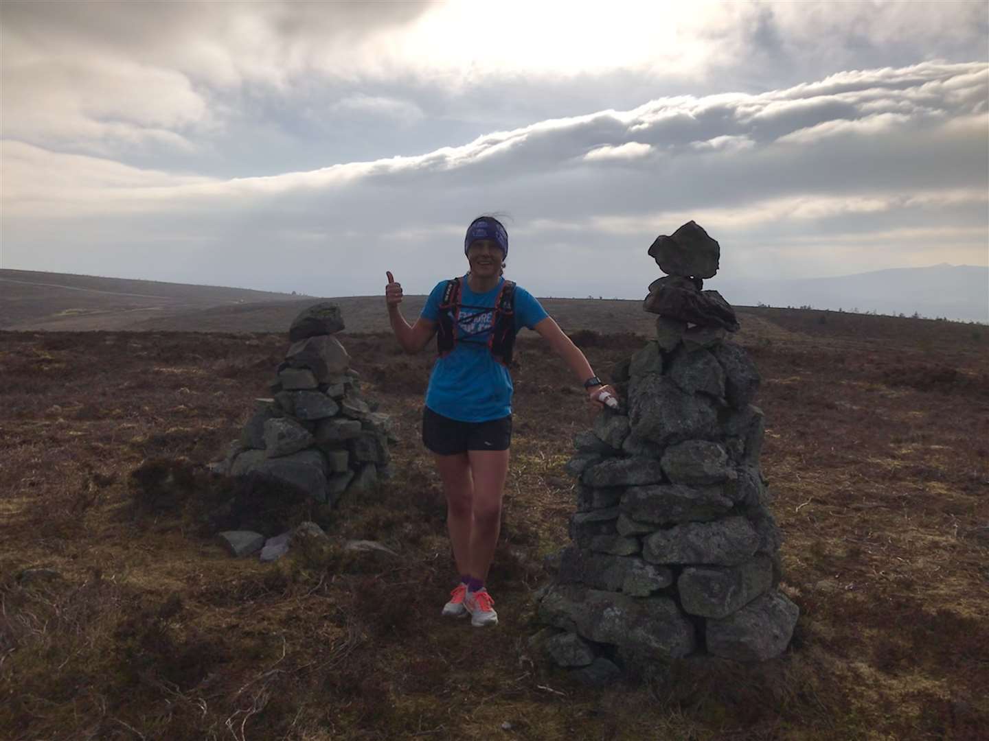 Jacoline at the top of Red Hill just off Gartly Moor after clocking up 18 miles last Saturday.