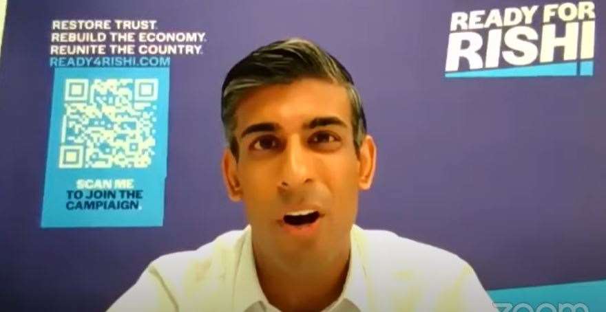Rishi Sunak’s backdrop urged supporters to join his ‘campiaign’ (PA)