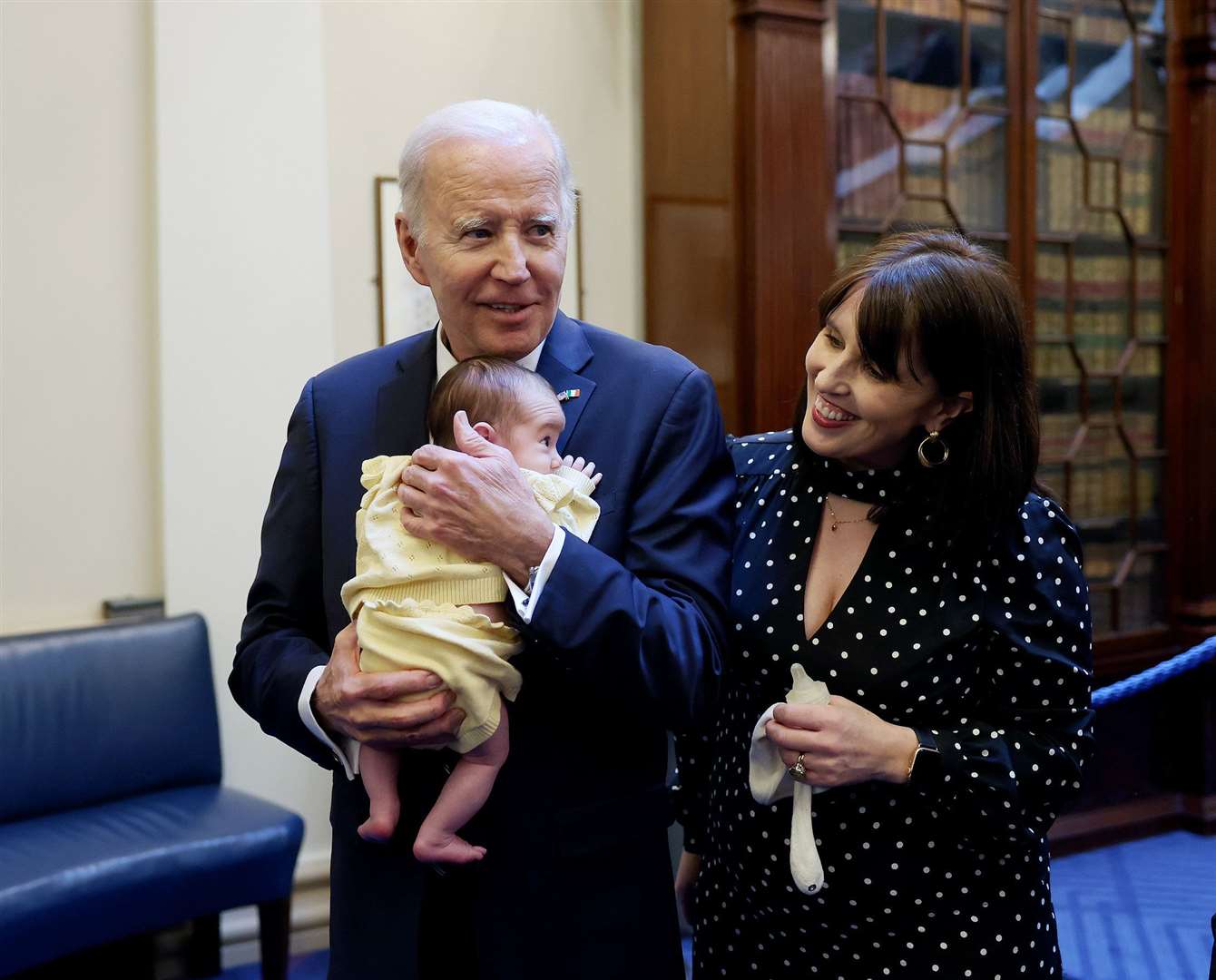 Joe Biden with senator Rebecca Moynihan and her daughter Margot (Tony Maxwell/PA)