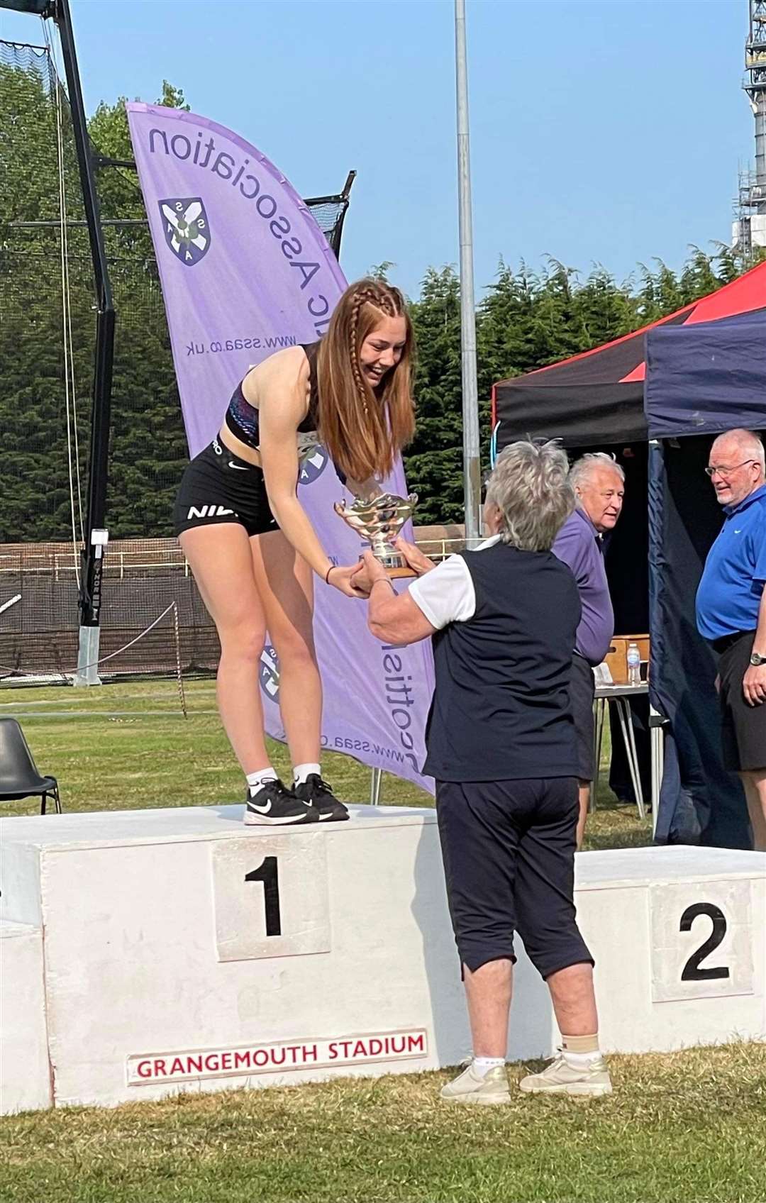 The best hurdler in the whole of the Scottish schools championships was Holly Whittaker, who broke the Scottish record.