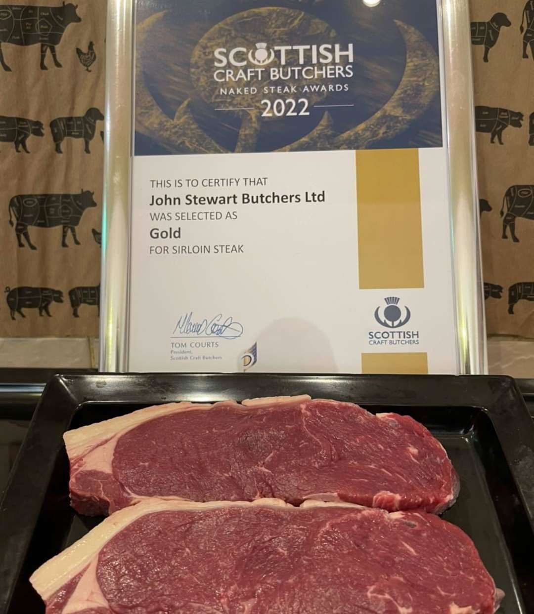 John Stewart Butcher's gold award winning sirloin.