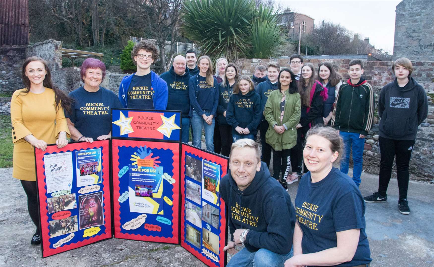 We need your vote! Buckie Community Theatre artistic director Kevin Oakes (front) and other members of the team are hoping for a substantial grant from STV's The People's Project if they get enough support. Picture: Becky Saunderson. Image No.043602.