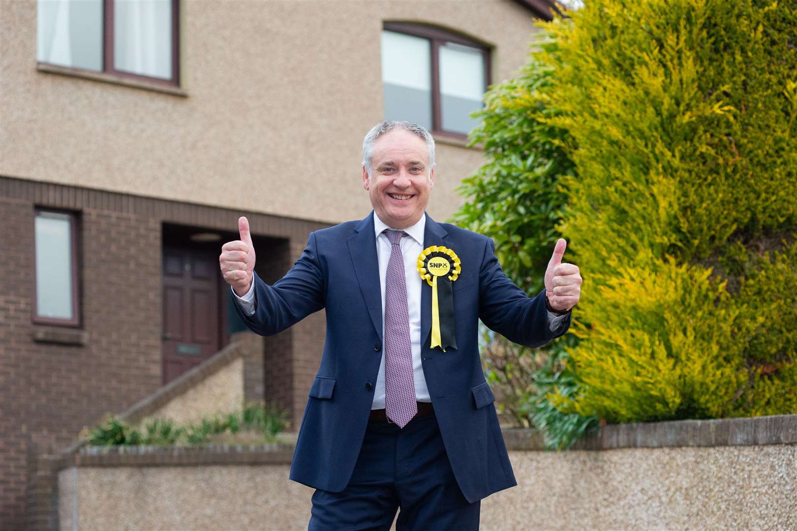Richard Lochead celebrates his victory...Moray's 2021 Scottish Election...Picture: Daniel Forsyth.