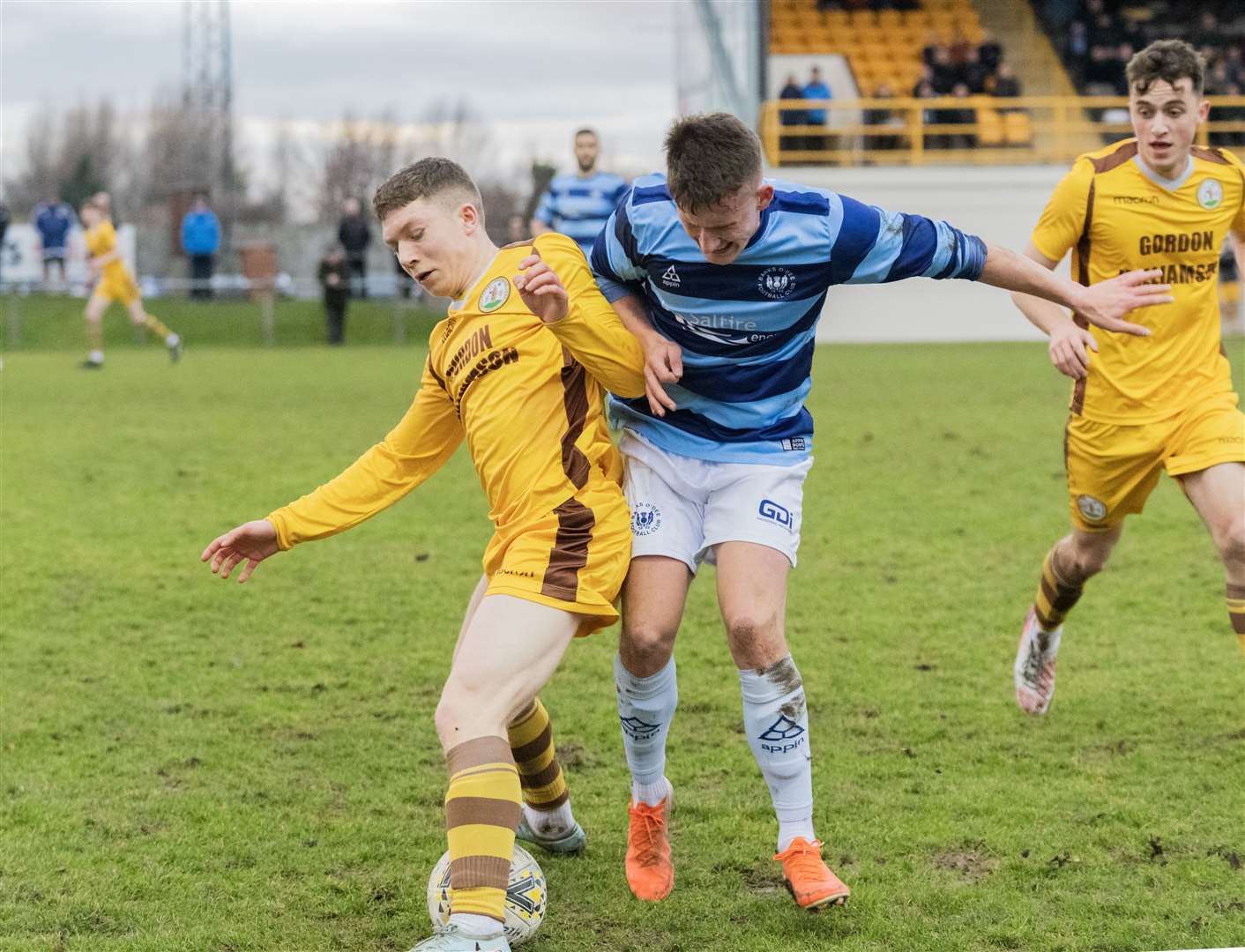 New Huntly signing Lewis Crosbie (right) in action for Banks O’ Dee. Picture: Beth Taylor