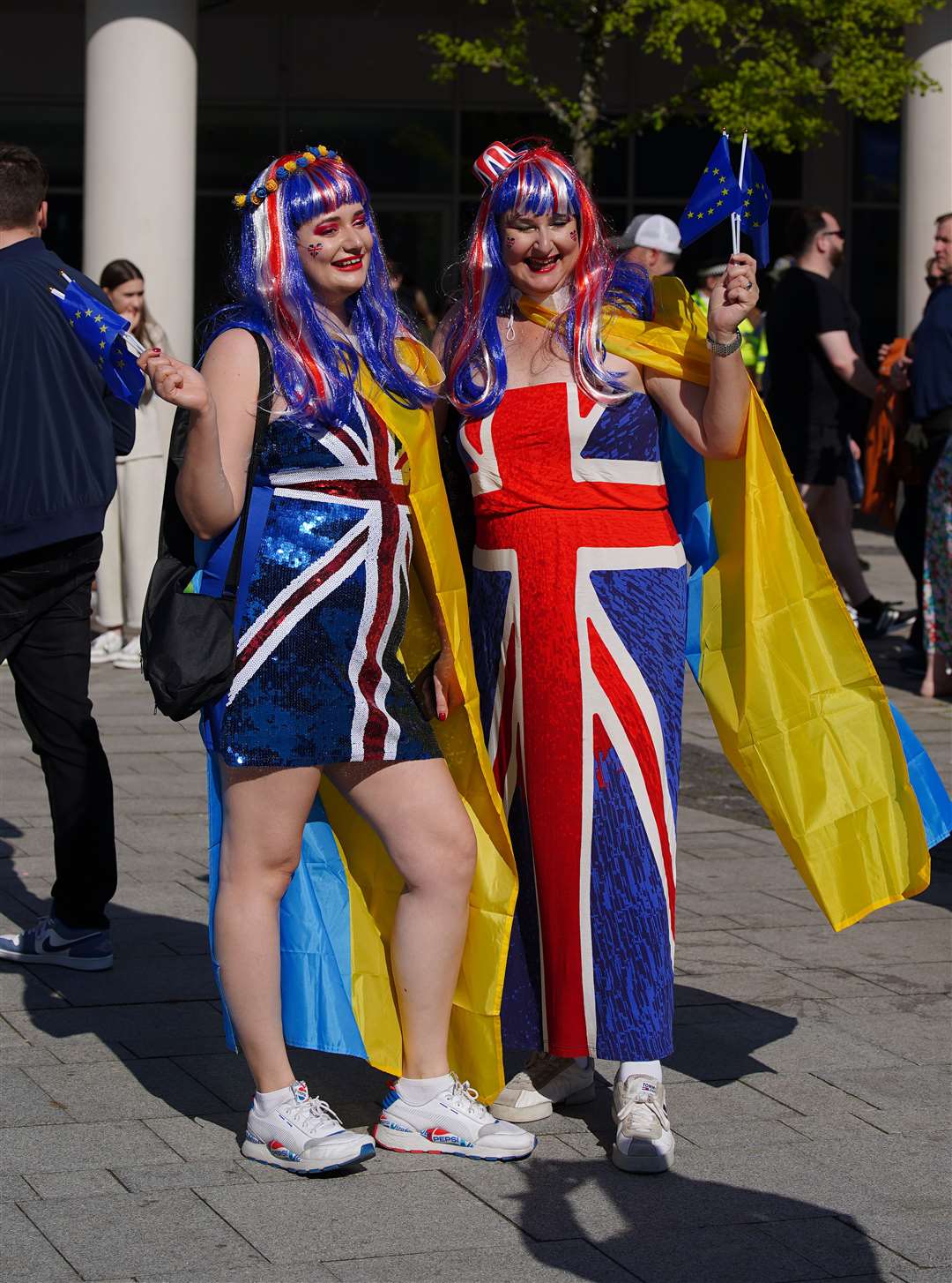 Fans arrive to watch the grand final of the Eurovision Song Contest (Peter Byrne/PA)