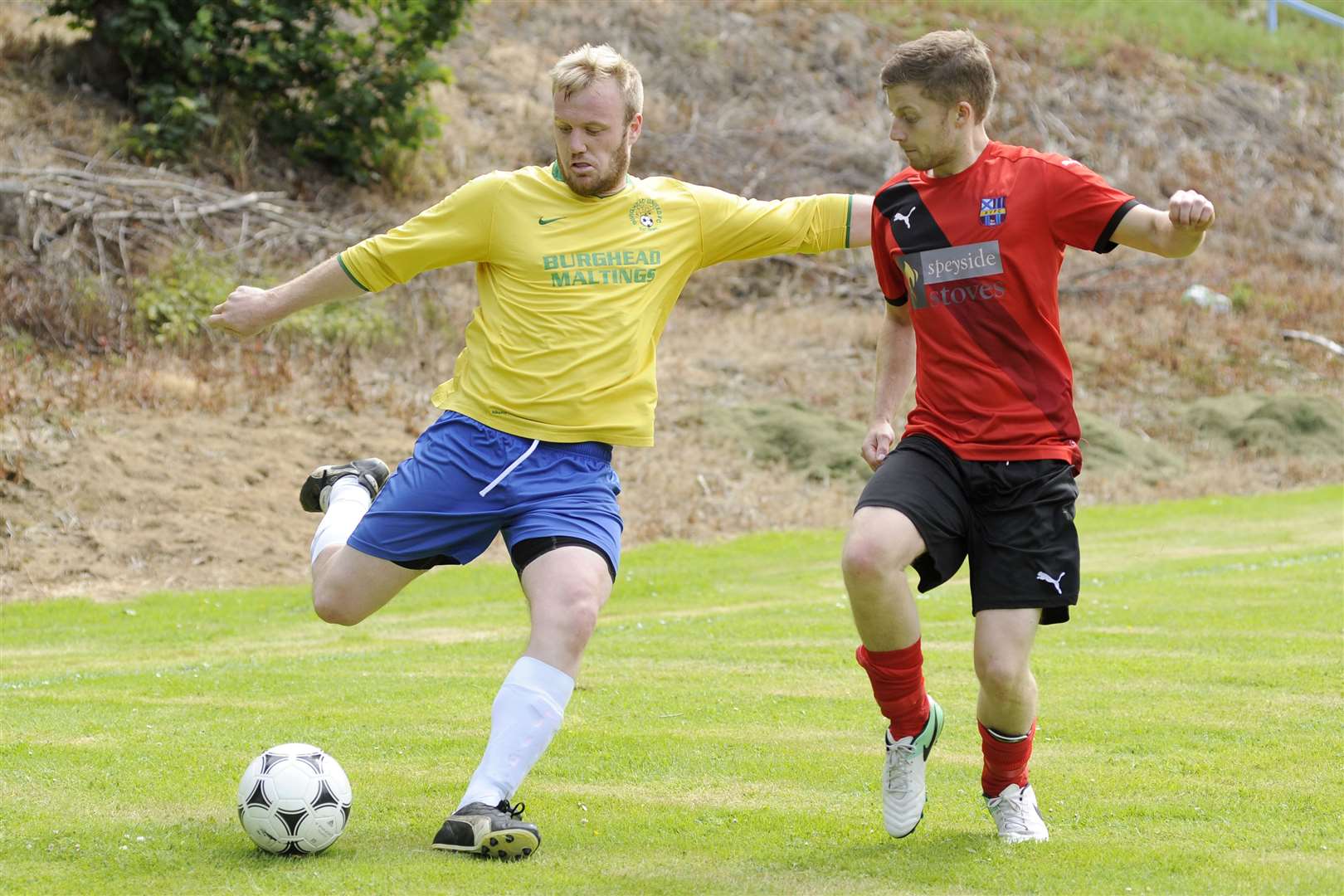 Colin Coutts (right) scored in Craigellachie's first Moray welfare win.