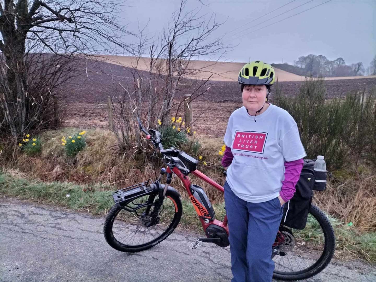 Yvonne Marsay, who stays in Grange near Keith, is cycling from Lands' End to John O' Groats to raise money for the British Liver Trust.