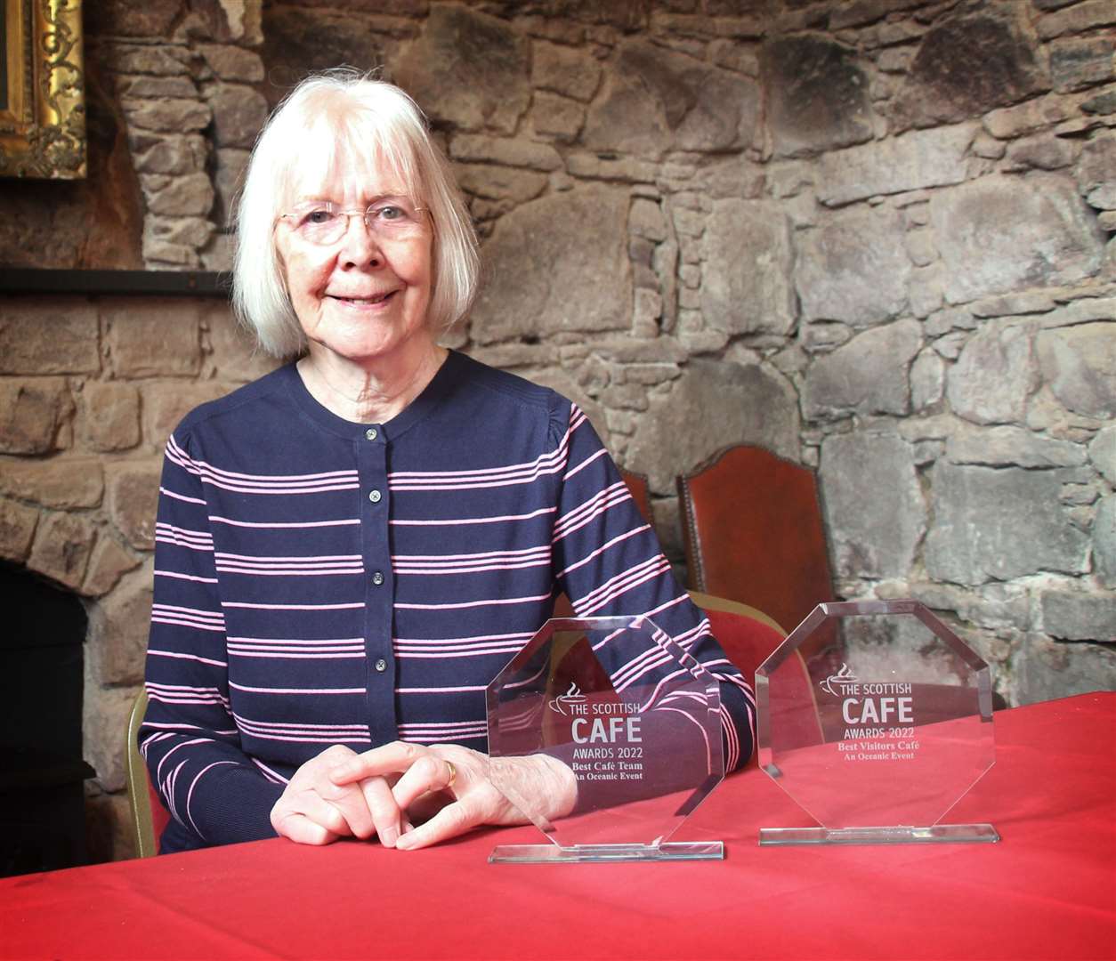 Joan Johnson with the double awards for Delgatie Castle.. Picture: Kirsty Brown