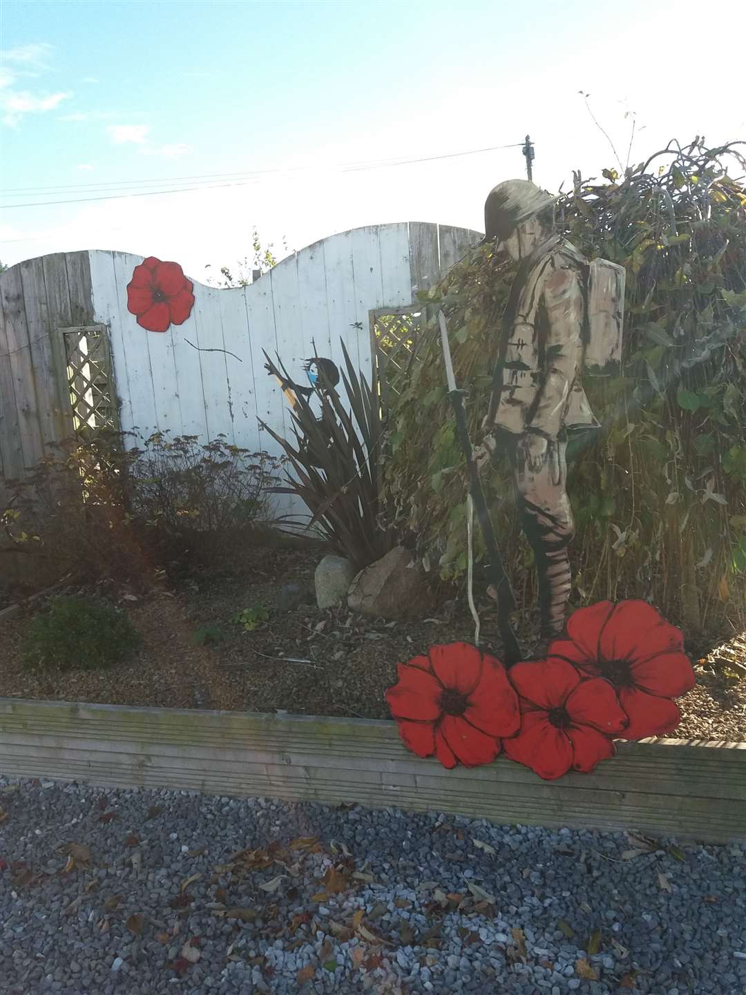 Jimmy Cameron, from Urquhart, made his own soldier and poppies tribute.