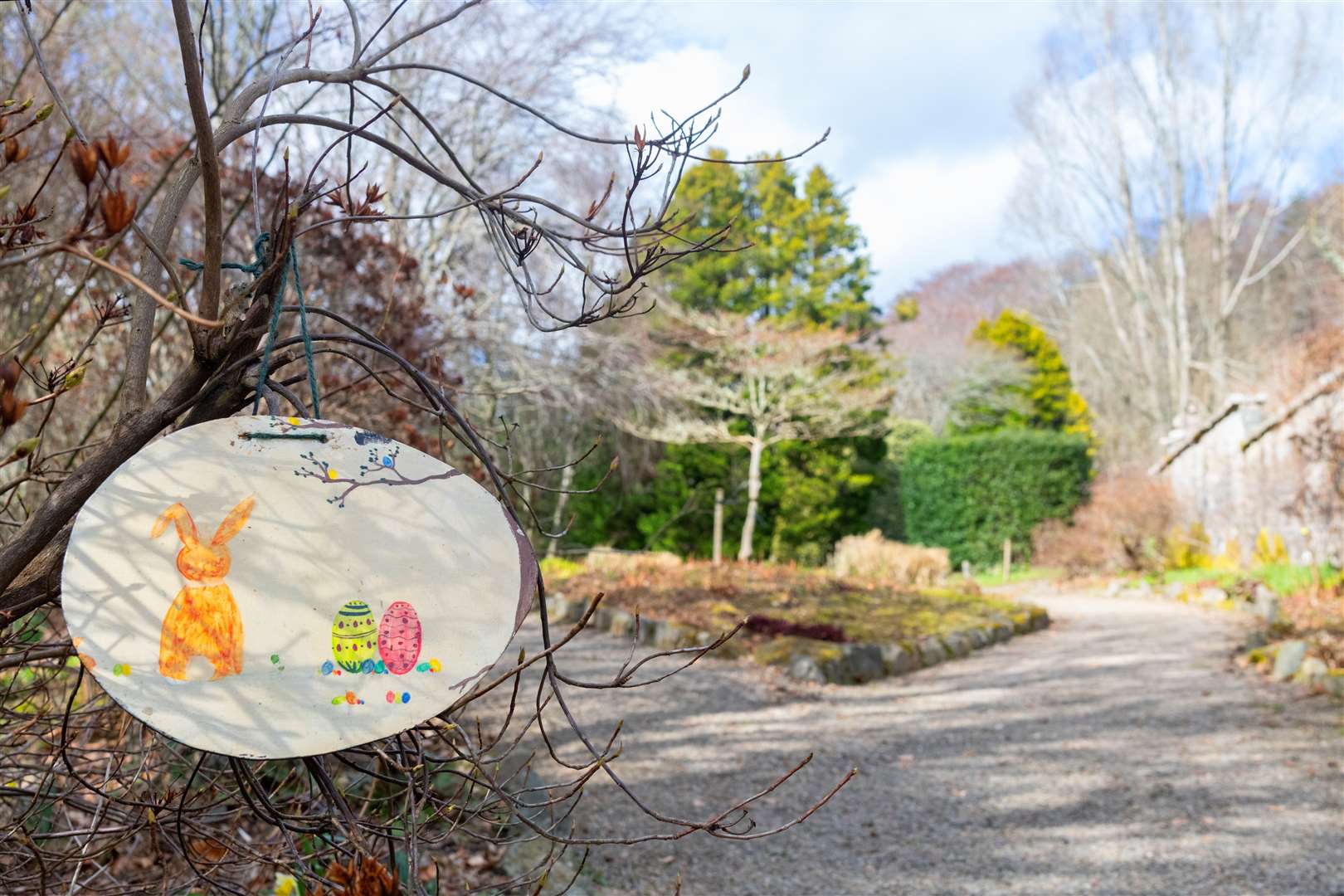 A sign on the Easter egg trail in the walled gardens of Leith Hall...Picture: Beth Taylor