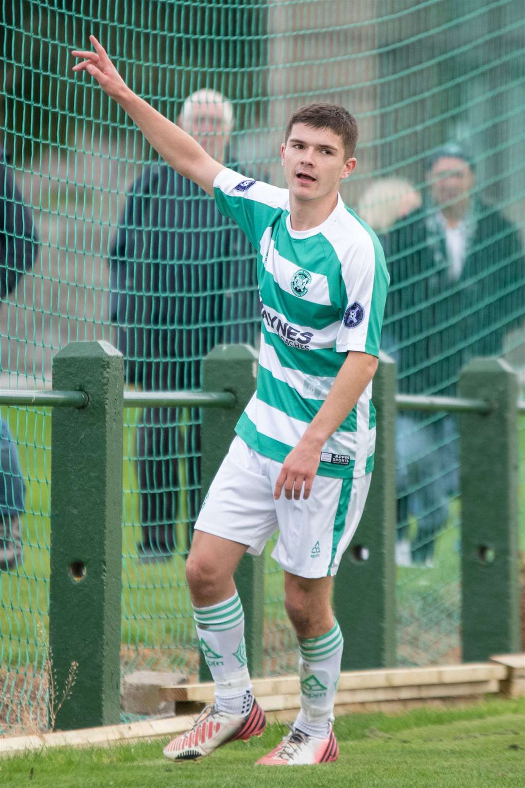 Buckie Thistle's Marcus Goodall celebrates his goal as the Jags make it 6-0...Buckie Thistle FC (6) vs Nairn County FC (0) - Highland Football League 23/24 - Victoria Park, Buckie 30/09/2023...Picture: Daniel Forsyth..
