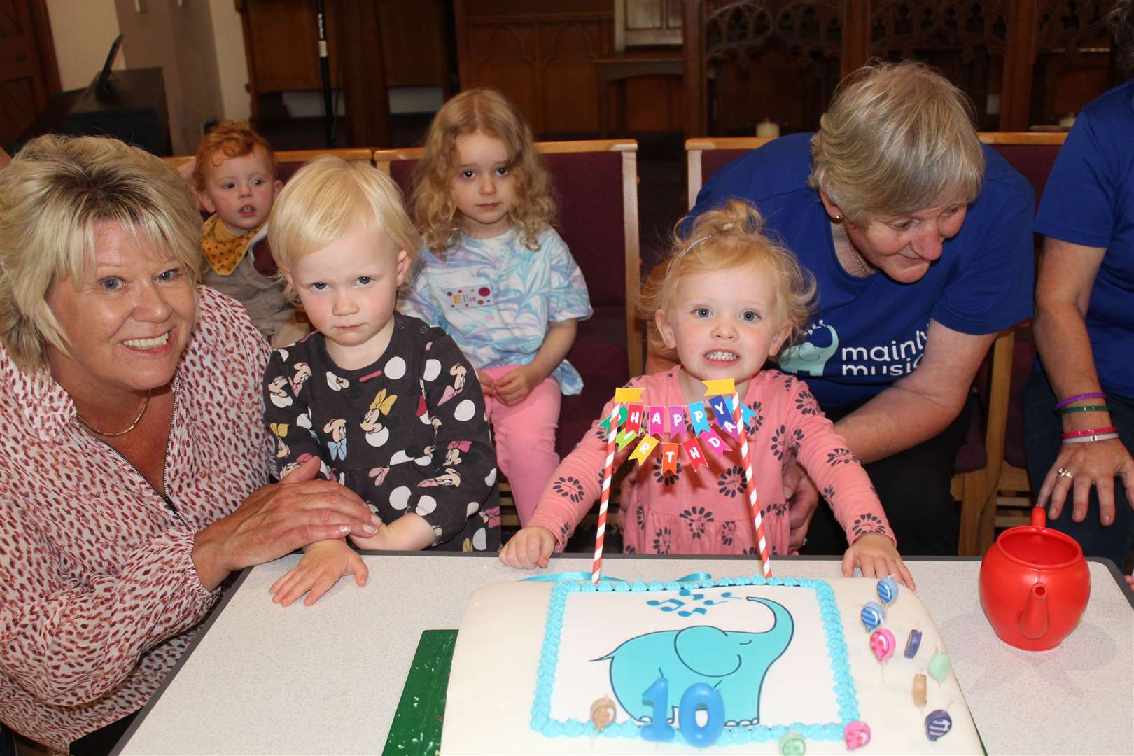 Kids, mums, nans and carers celebrated the ten years of Mainly Music with a special birthday cake in West Parish Church this week...Picture: Griselda McGregor