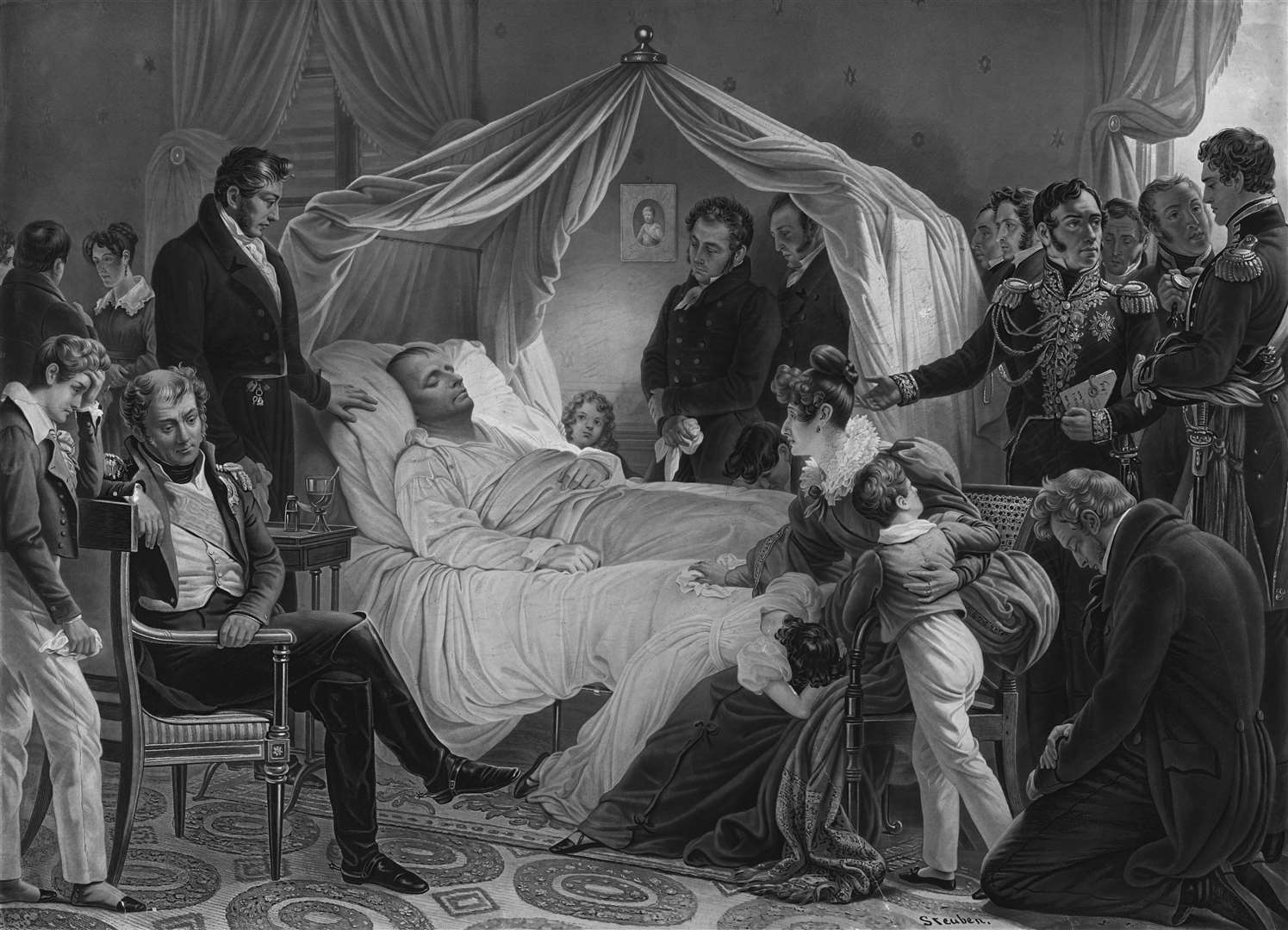 A vintage aquatint print depicting the death of Napoleon Bonaparte in May 1821 (Alamy/PA)