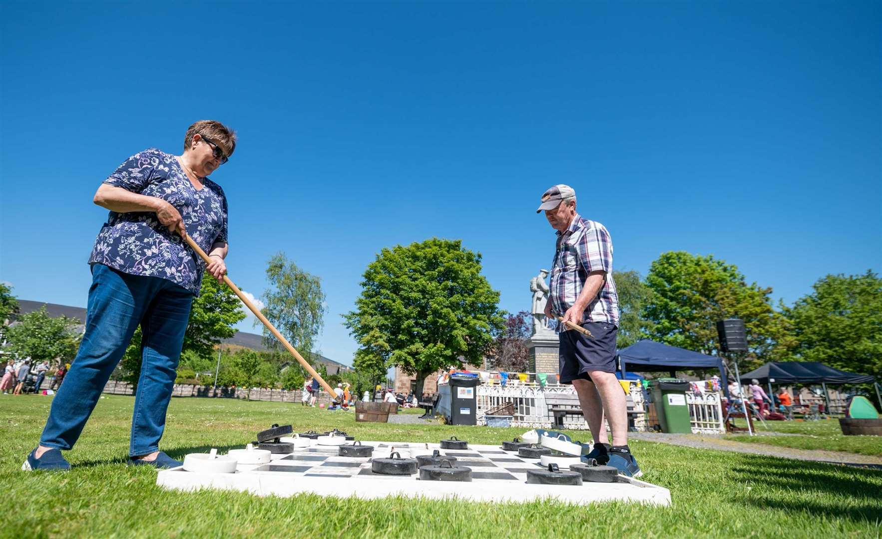 Draughts in the sunshine at Rhynie. Picture: Michael Traill