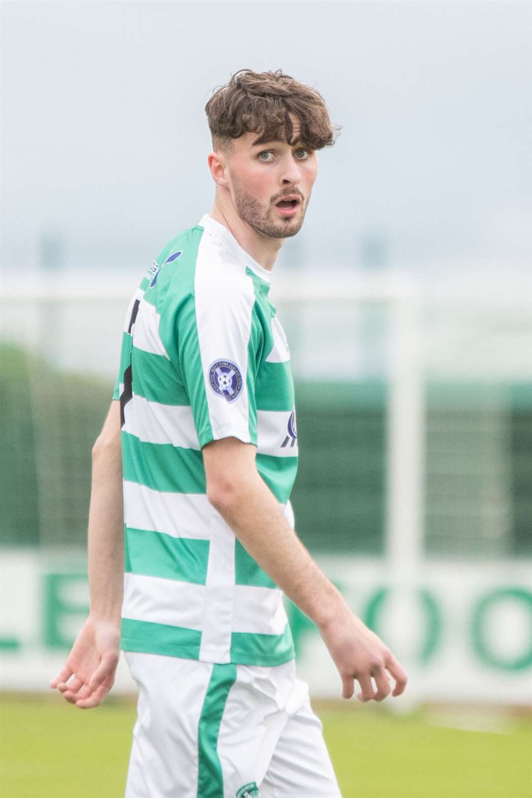 Kevin Hanratty has joined the Jags on loan from Aberdeen...Buckie Thistle FC (6) vs Nairn County FC (0) - Highland Football League 23/24 - Victoria Park, Buckie 30/09/2023...Picture: Daniel Forsyth..