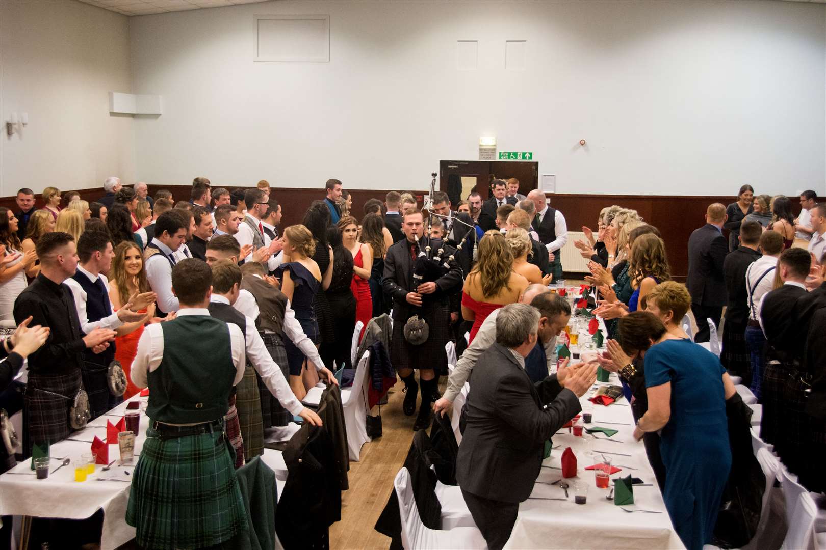 Grant Morrison piped in the top table and the haggis...Keith Young Farmers annual Burns Supper at Longmore Hall 2020...Picture: Becky Saunderson..