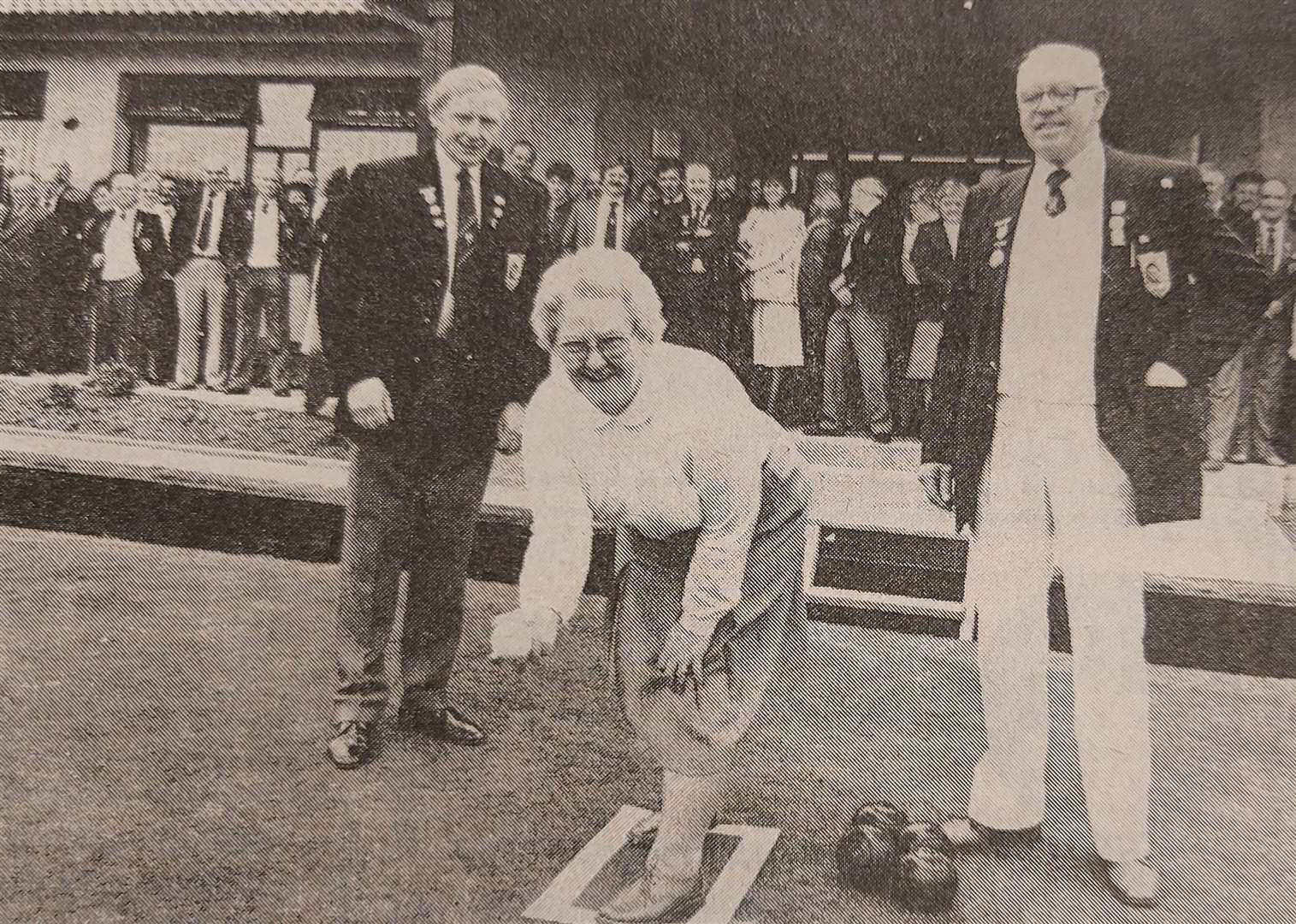 The opening of Aberchirder's new £190,000 bowling stadium. (Turriff Advertiser 1988)