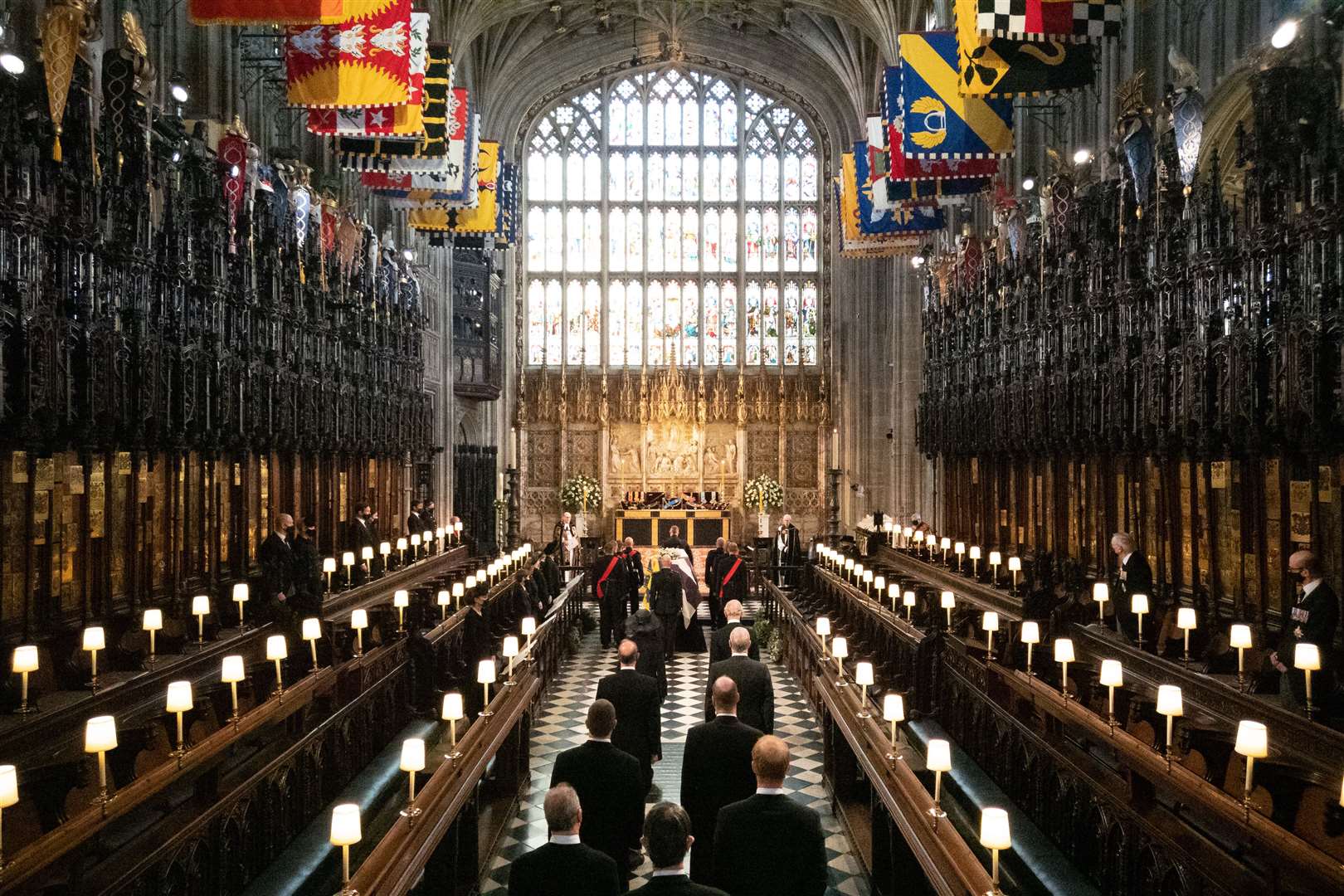 The funeral service at St George’s Chapel, Windsor Castle (Barnaby Fowler/PA)