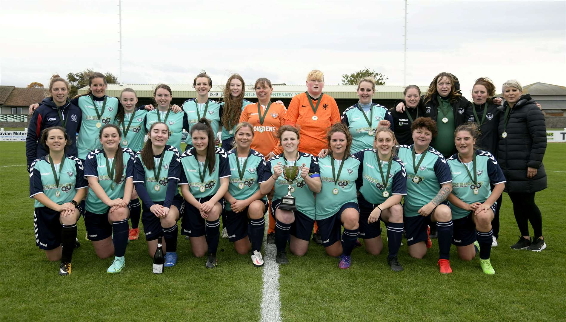 Buckie Ladies, pictured here at the end of last season with the league trophy, will be hoping to maintain their perfect start to the season when they host Caithness Ladies. Picture: Beth Taylor