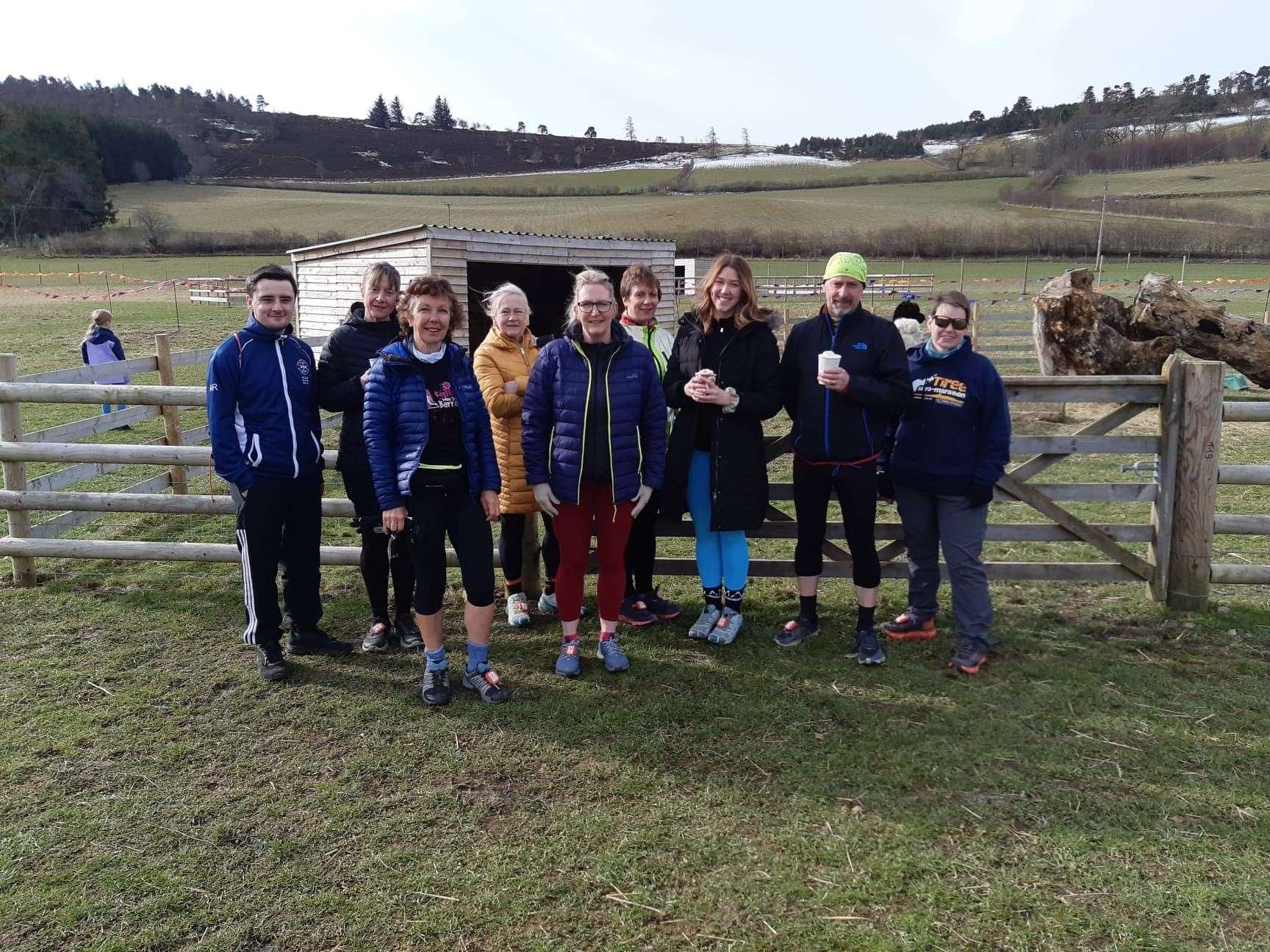 The Huntly Quines and Loons running group who took to the hills to compete in the tough Strathdon Stage 10k trail race on Sunday.