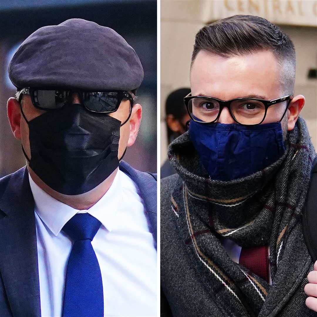 Composite picture of shamed officers Deniz Jaffer (left) and Jamie Lewis outside the Old Bailey in London (Victoria Jones/PA)