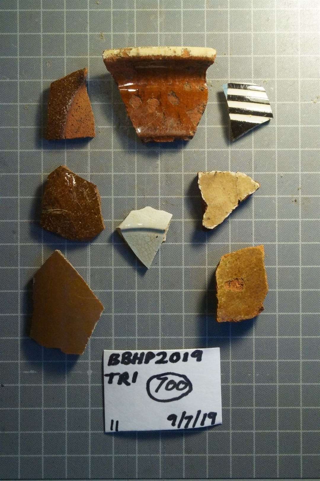 Some of the earthenware artefacts unearthed during the dig.