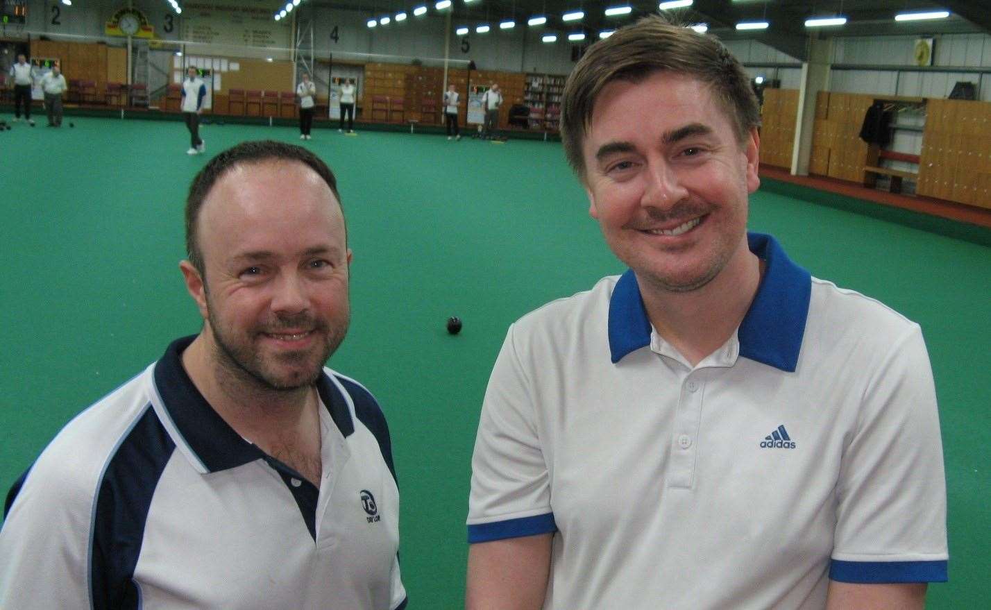 Alan Rough with his bowls partner Lee Collins.